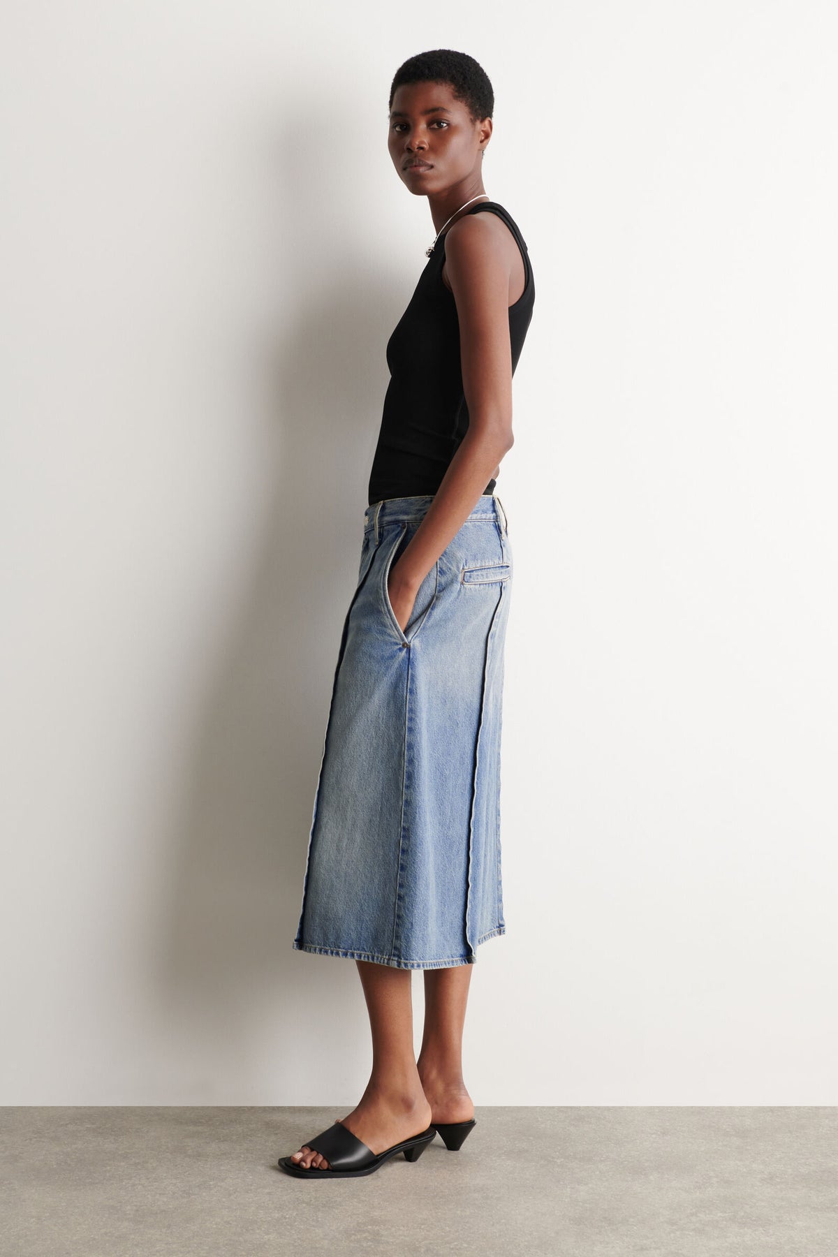 CULOTTES DE MEZCLILLA CON PLIEGUES - AZUL