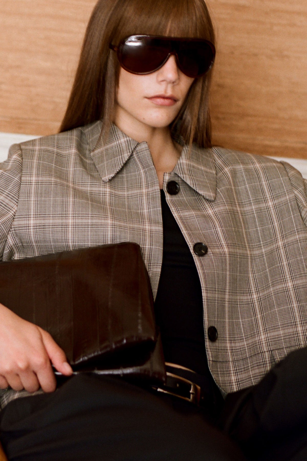 CHAQUETA DE LANA A CUADROS - BEIGE / A CUADROS | Lookbook