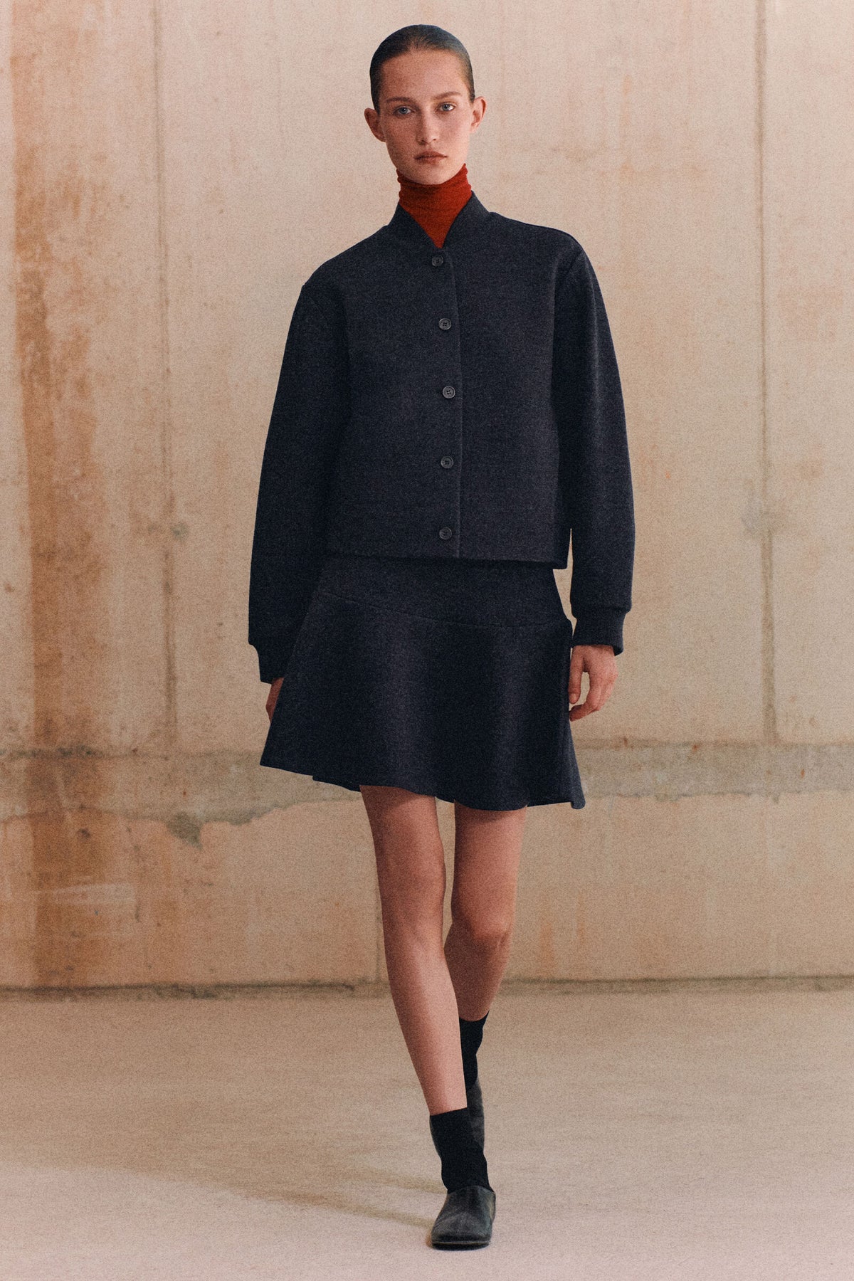 MINIFALDA DE MEZCLA DE LANA FIELTRADA - GRIS MEZCLA | Lookbook