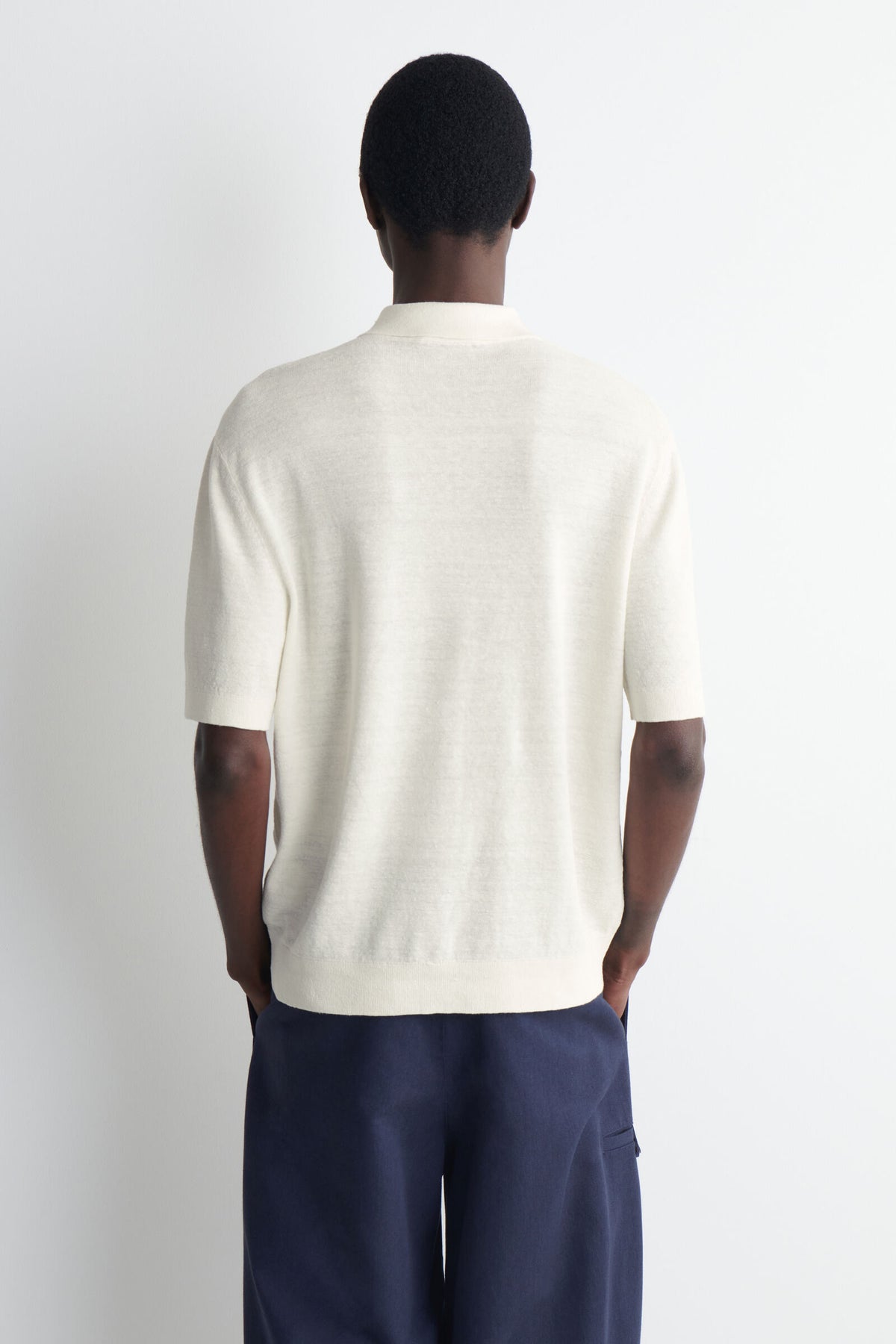 CAMISA DE LINO TEJIDA CON TEXTURA - CREMA