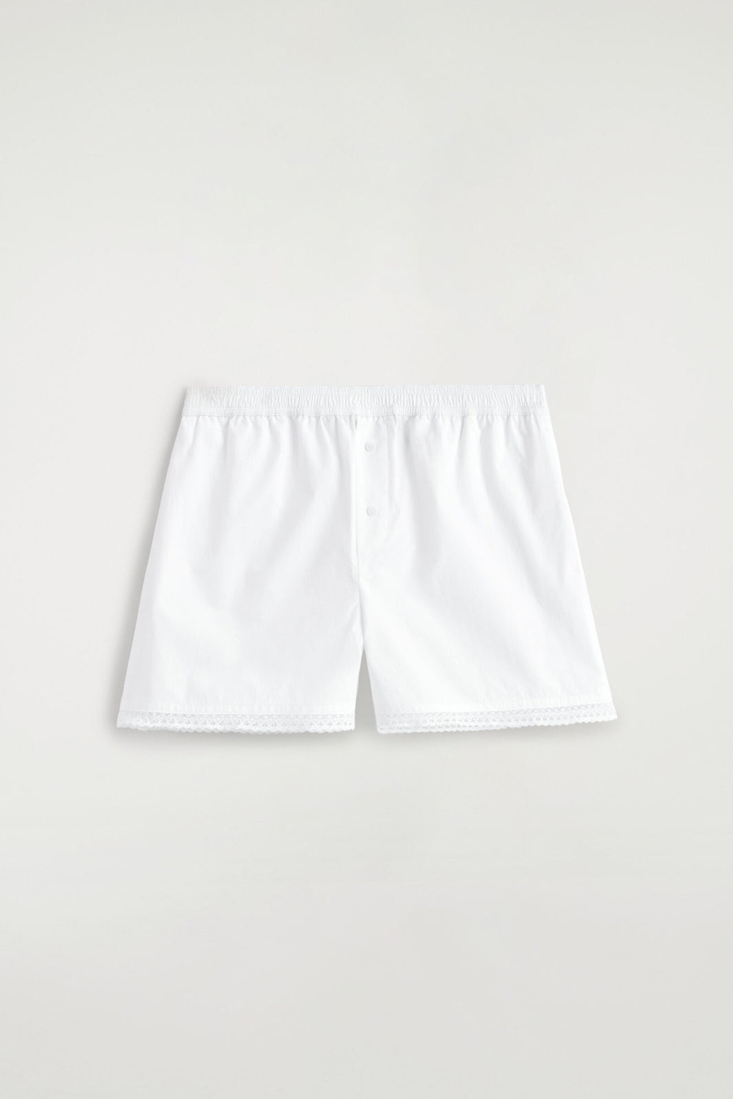 SHORTS ALGODÓN RIBETE DE ENCAJE - BLANCO | DescriptiveStillLife