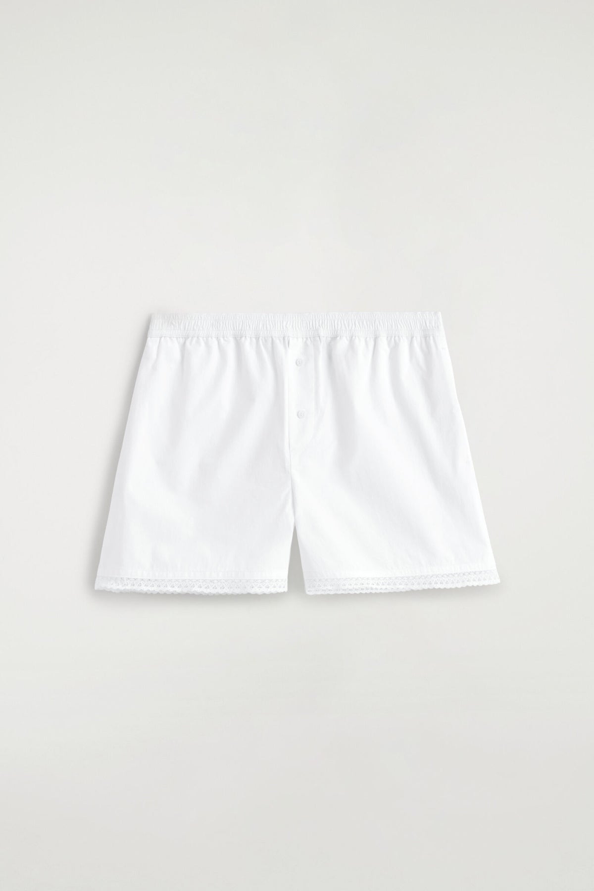 SHORTS ALGODÓN RIBETE DE ENCAJE - BLANCO | DescriptiveStillLife