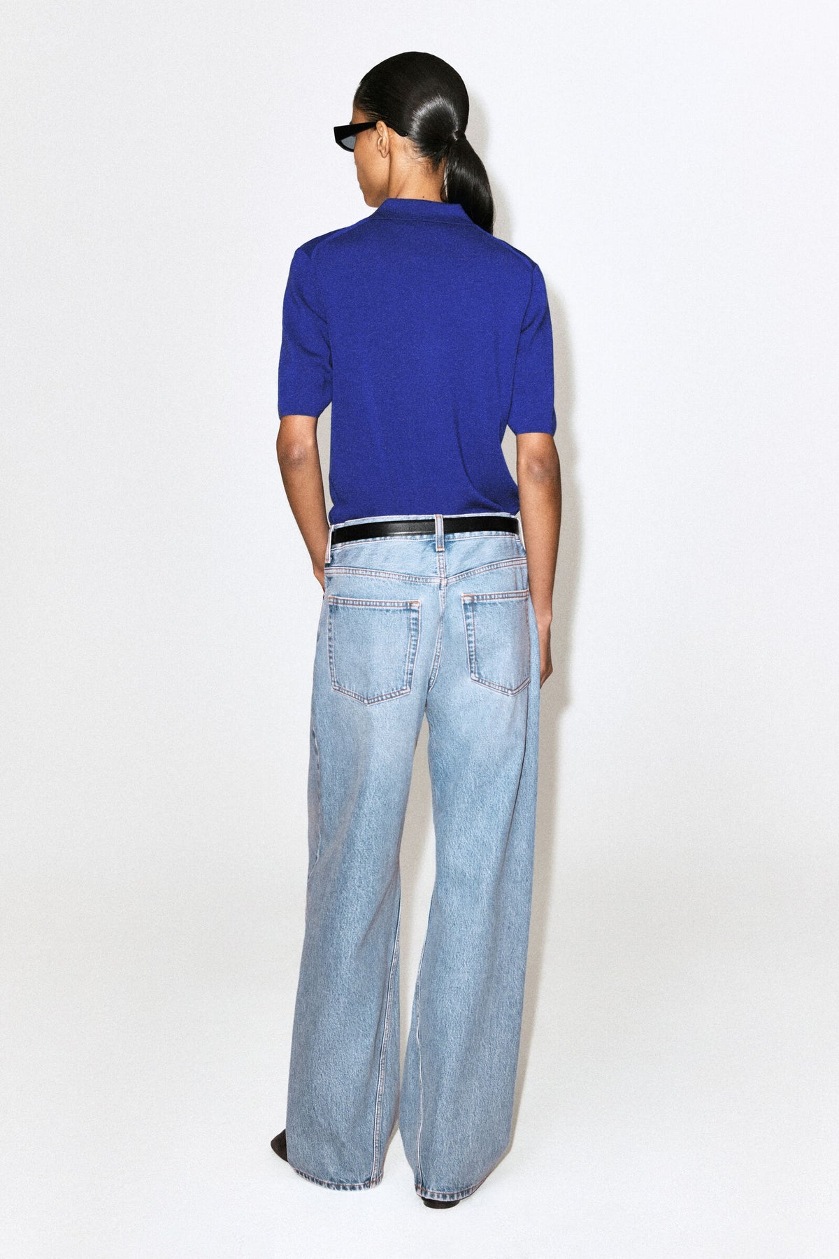 POLO DE LANA MERINO CON CREMALLERA - AZUL COBALTO