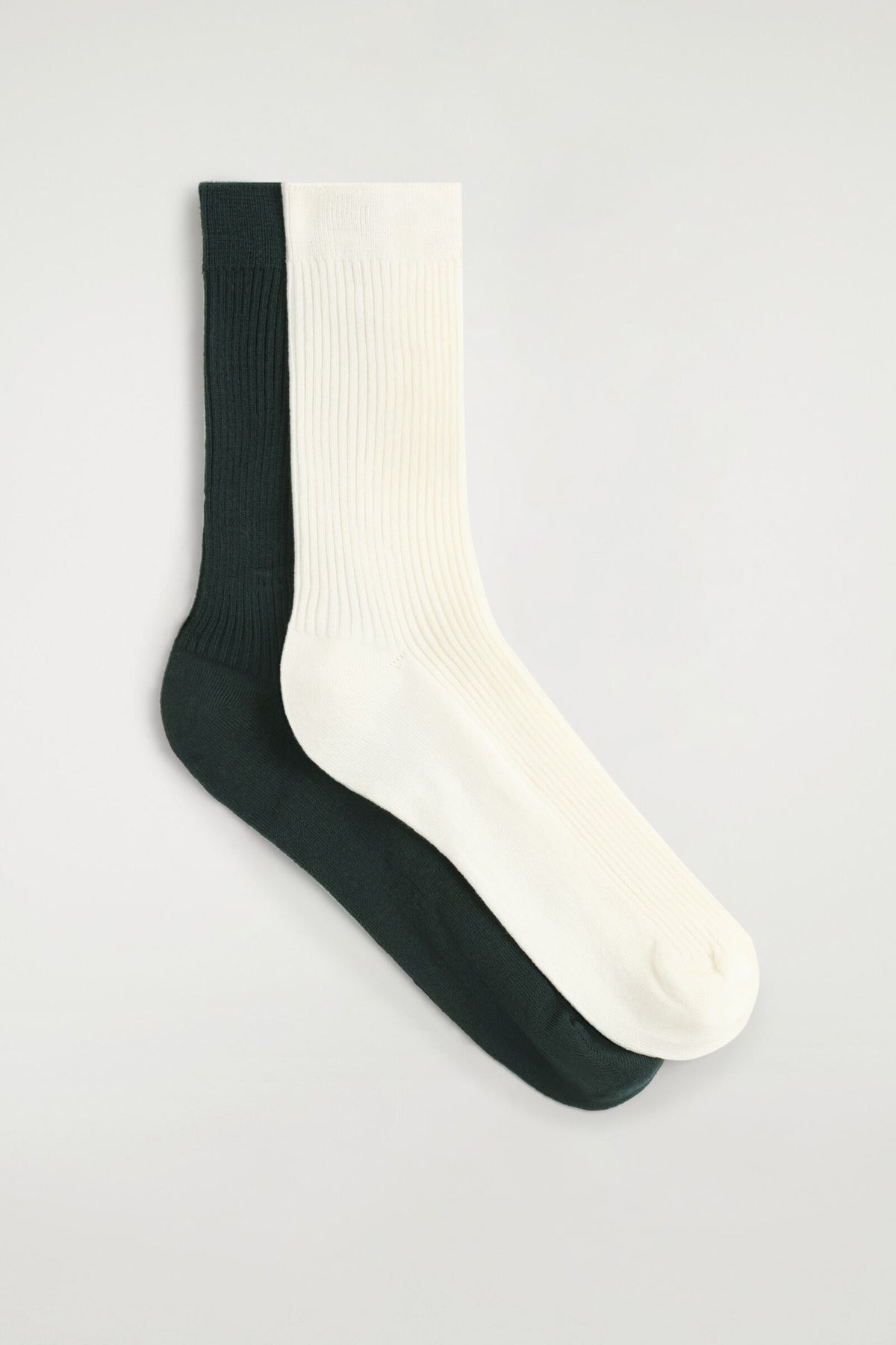 PAQUETE DE 2 PARES DE CALCETINES ACANALADOS - VERDE BOSQUE / MARFIL | 