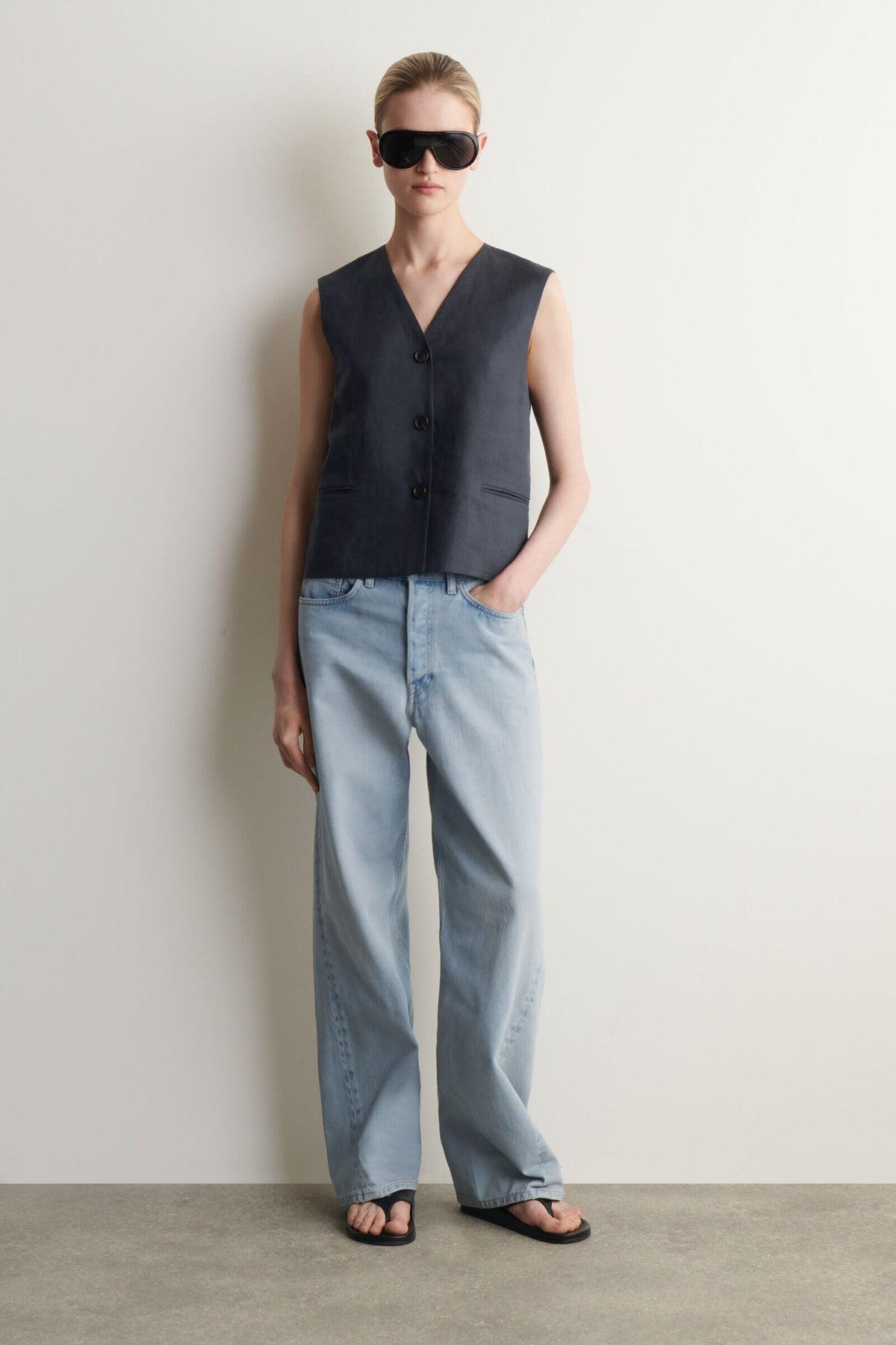 CHALECO DE LINO - AZUL MARINO - StillMedia/Lookbook