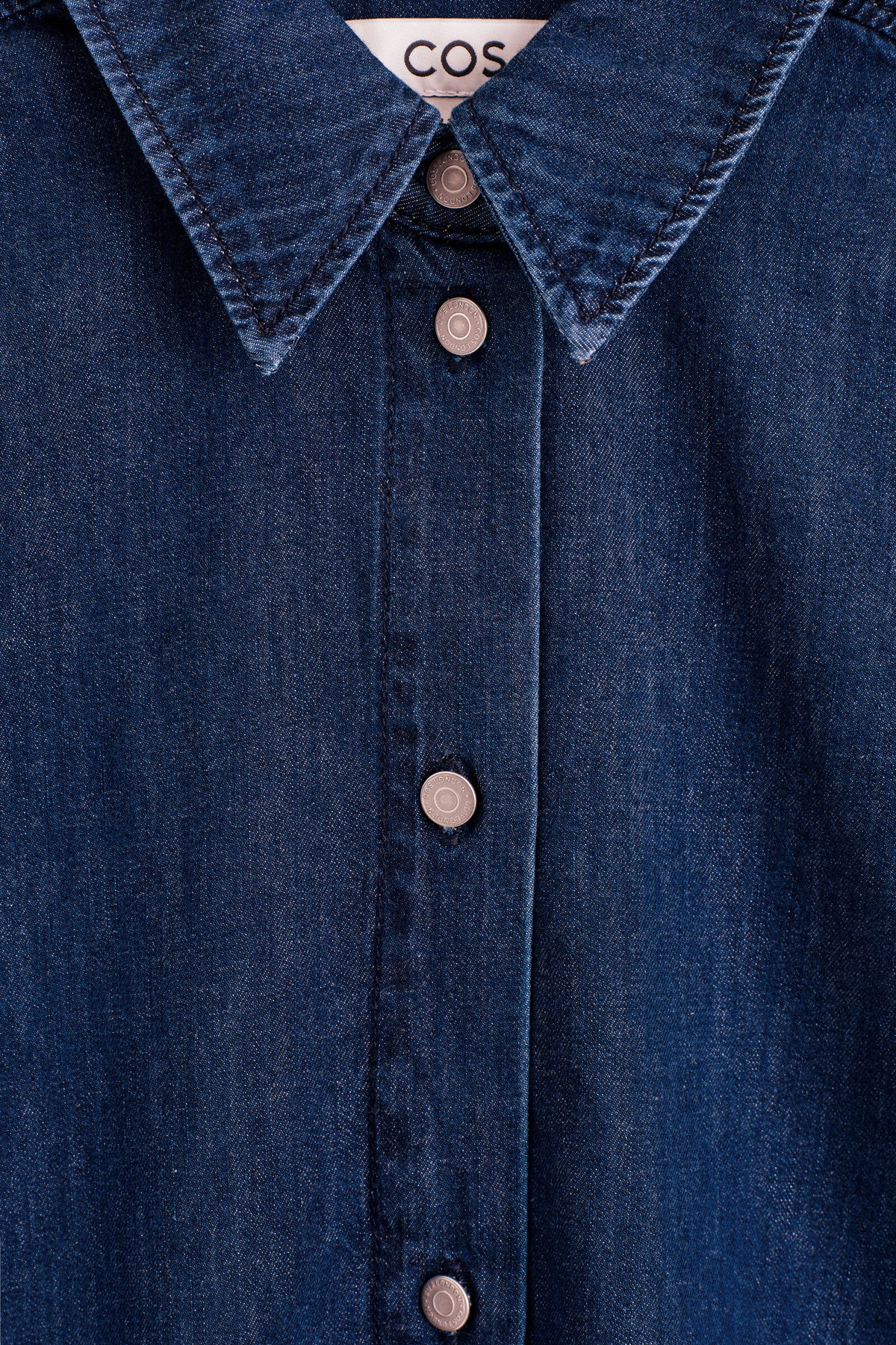 CAMISA DE MEZCLILLA DE MANGA CORTA - AZUL OSCURO | DescriptiveDetail