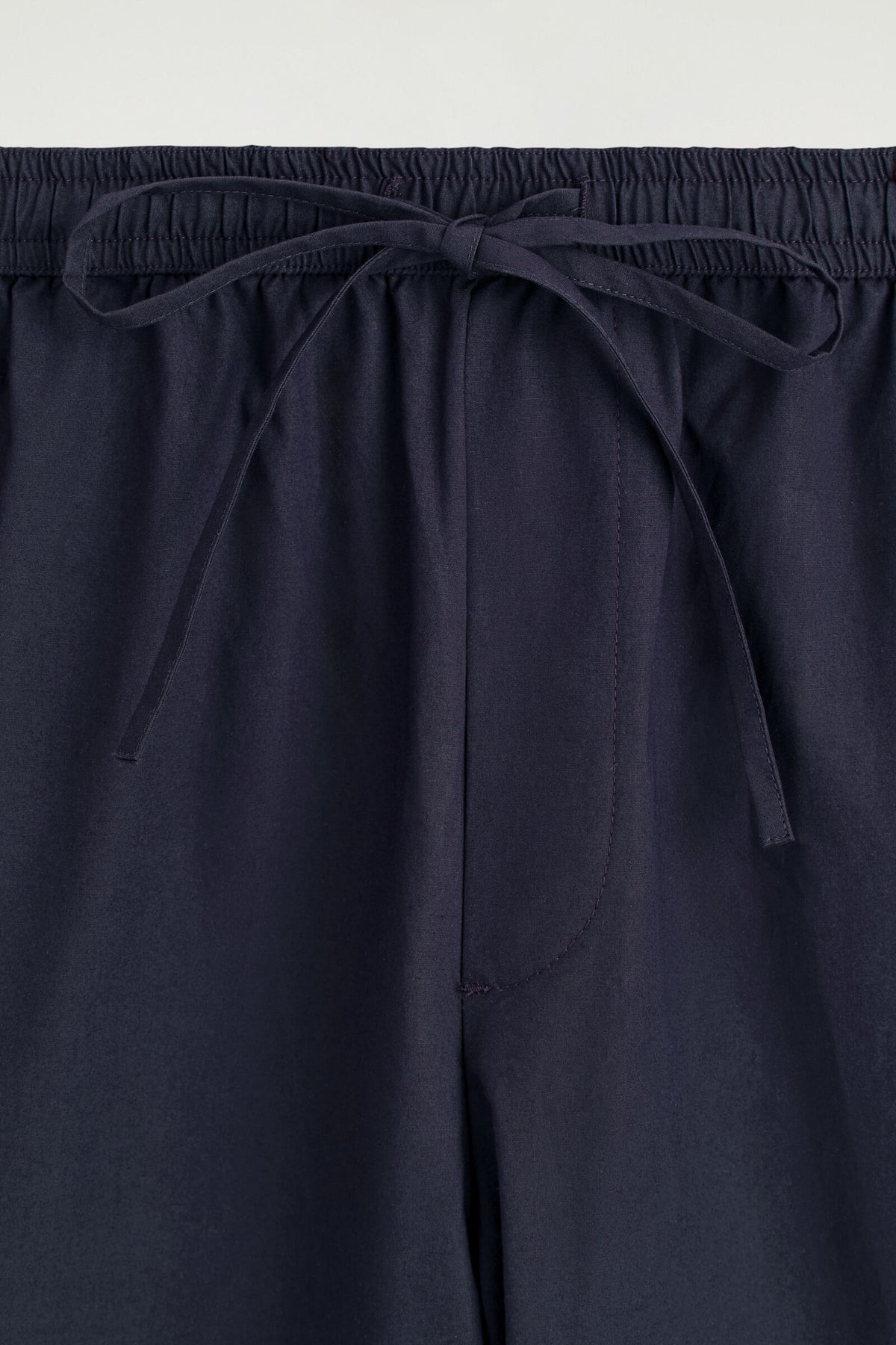 PANTALONES DE ALGODÓN DE CORTE RECTO CON CINTA AJUSTABLE - MARINO | DescriptiveDetail