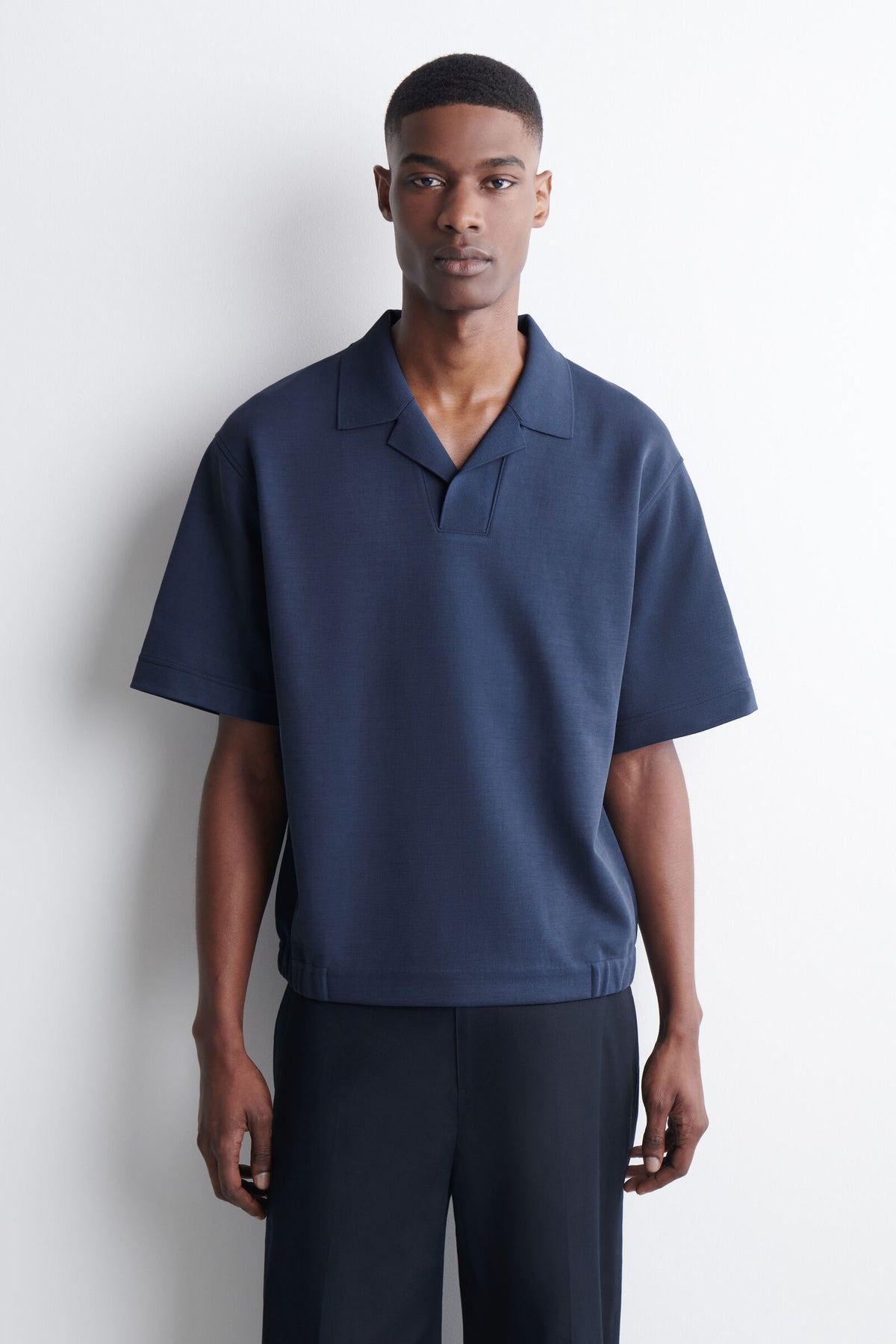 POLO DE ALGODÓN-SARGA CON FORRO DE JERSEY - AZUL MARINO - StillMedia/Lookbook