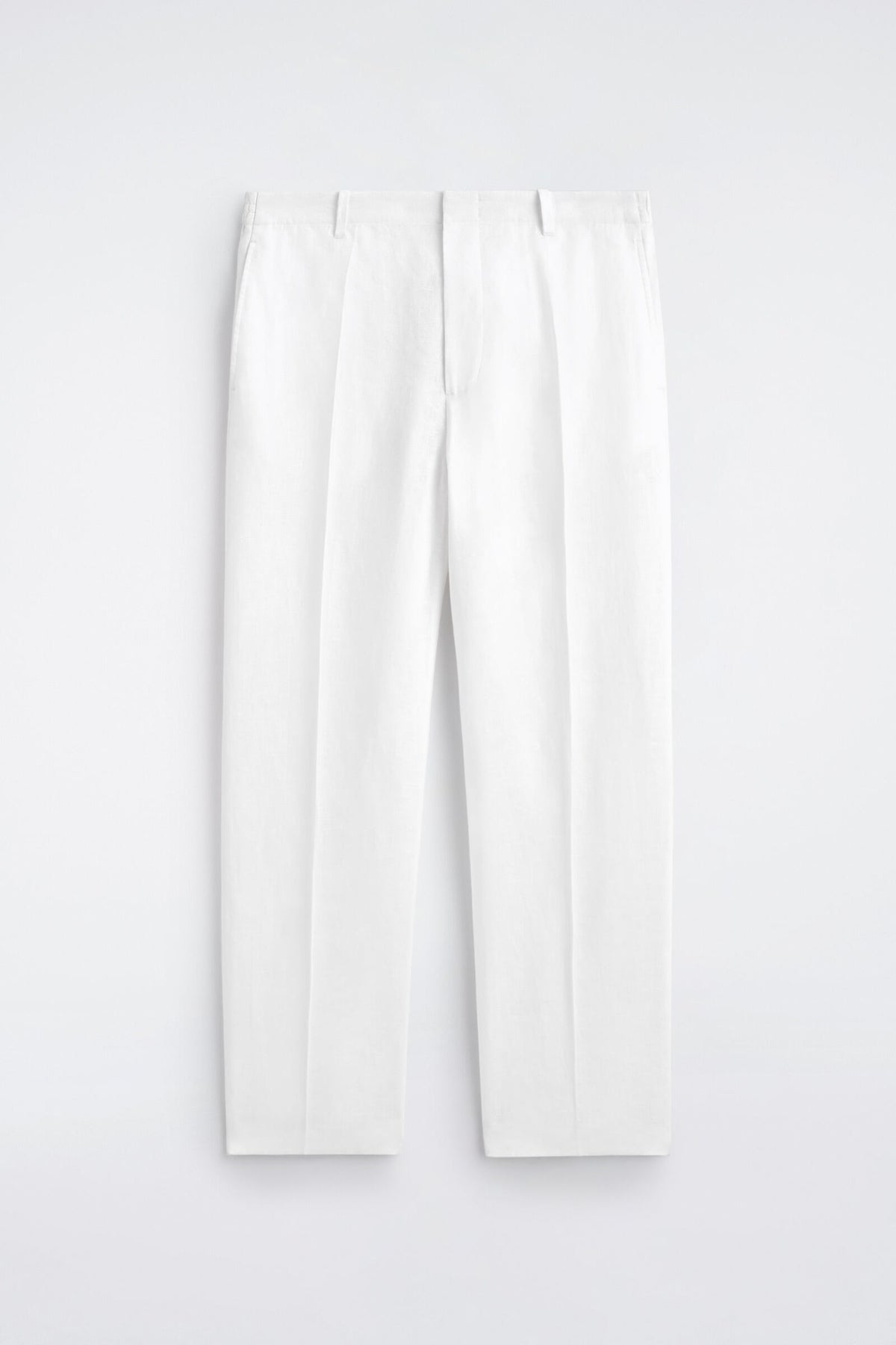 PANTALONES DE LINO DE AJUSTE RELAJADO Y DE CORTE RECTO - BLANCO | DescriptiveStillLife