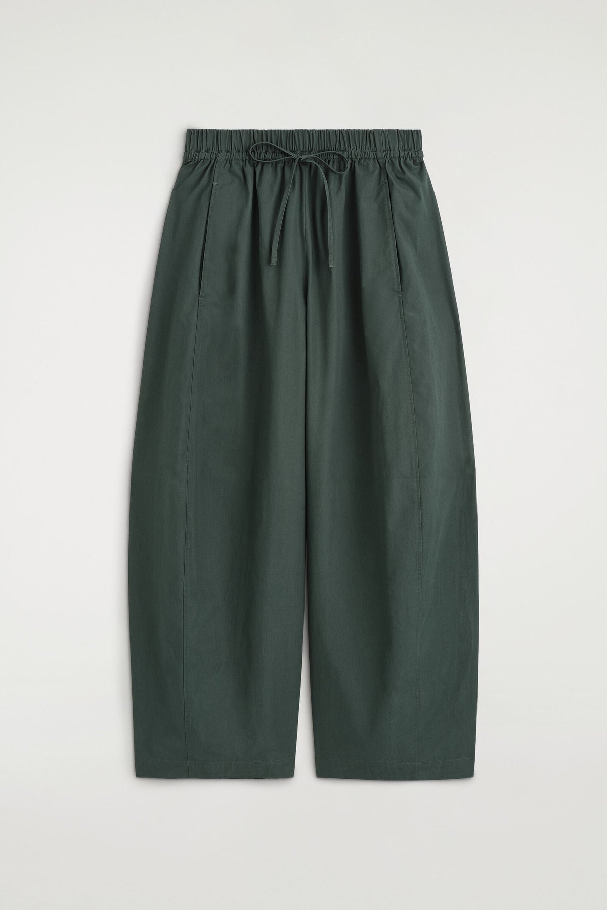 PANTALONES ELÁSTICOS DE PIERNA BARREL - VERDE OSCURO | DescriptiveStillLife