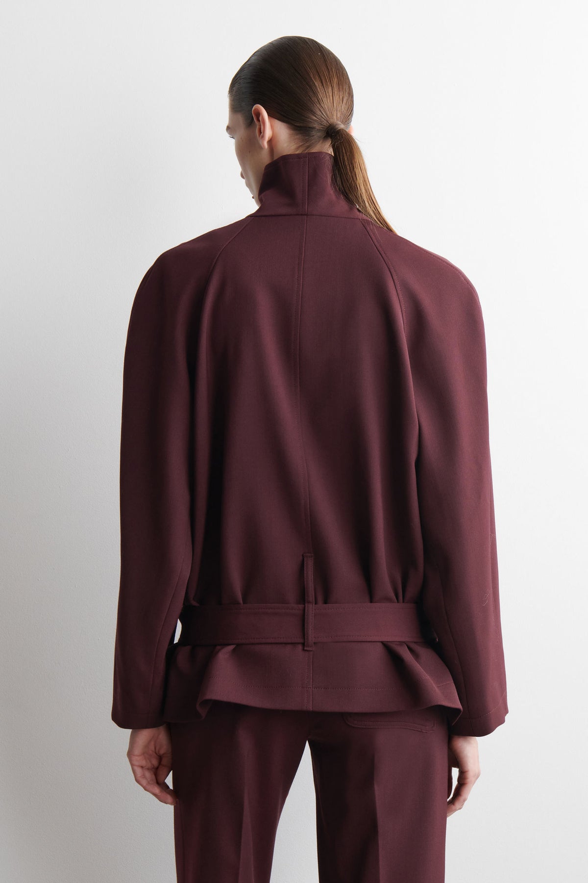 CHAQUETA CON CUELLO DE CHAL DE MEZCLA DE LANA - VINO