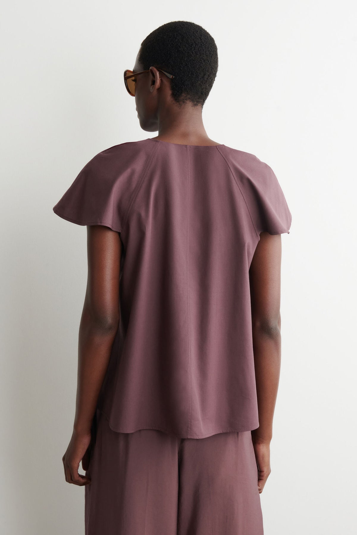 BLUSA DE ALGODÓN CON MANGAS ACAMPANADAS - ROJO OSCURO