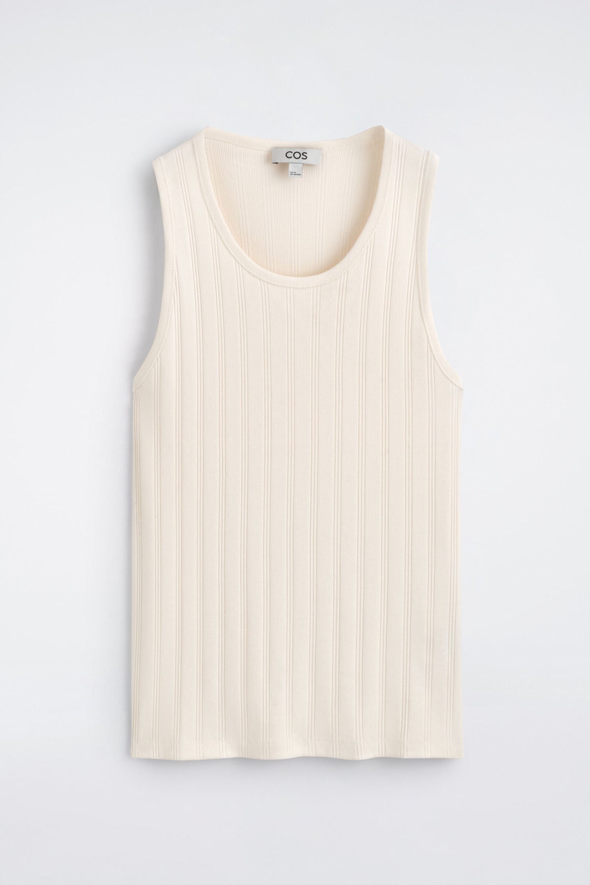 TOP DE ALGODÓN CON RIBETE RÍGIDO AJUSTADO - BEIGE CLARO | DescriptiveStillLife