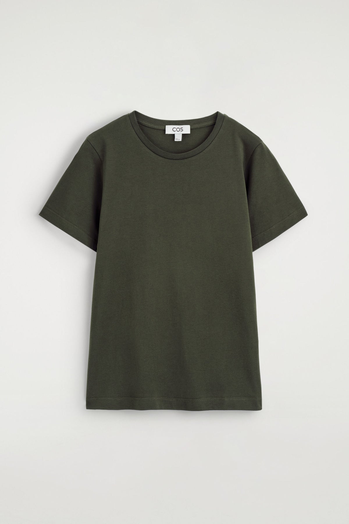 CAMISETA DE ALGODÓN CON CUELLO REDONDO - VERDE OSCURO | DescriptiveStillLife