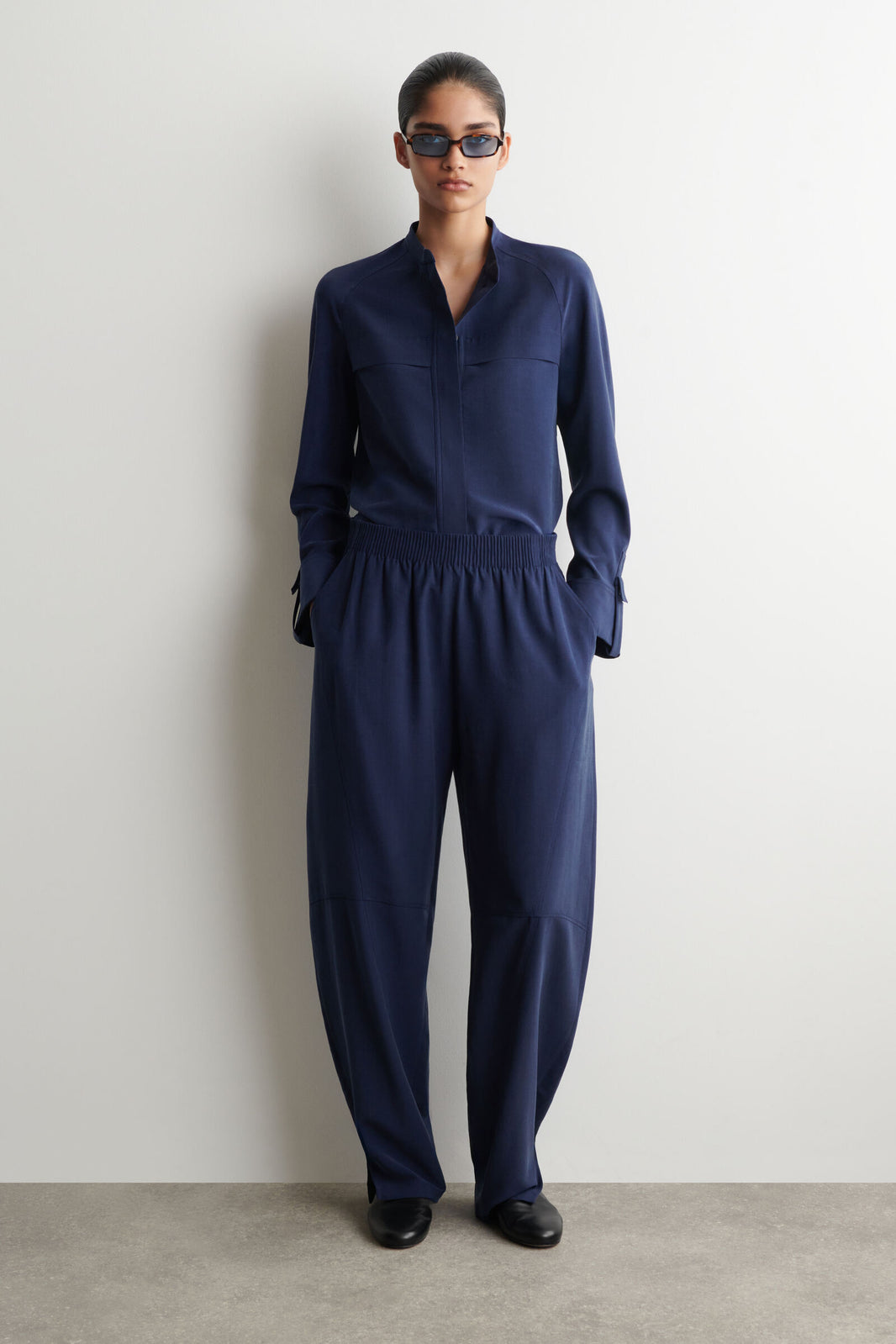 CAMISA UTILITY FLUIDA - MARINO