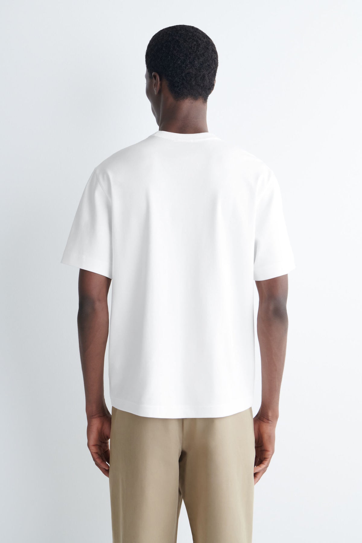 CAMISETA DE ALGODÓN ENTRELAZADO CON CUELLO REDONDO - BLANCO