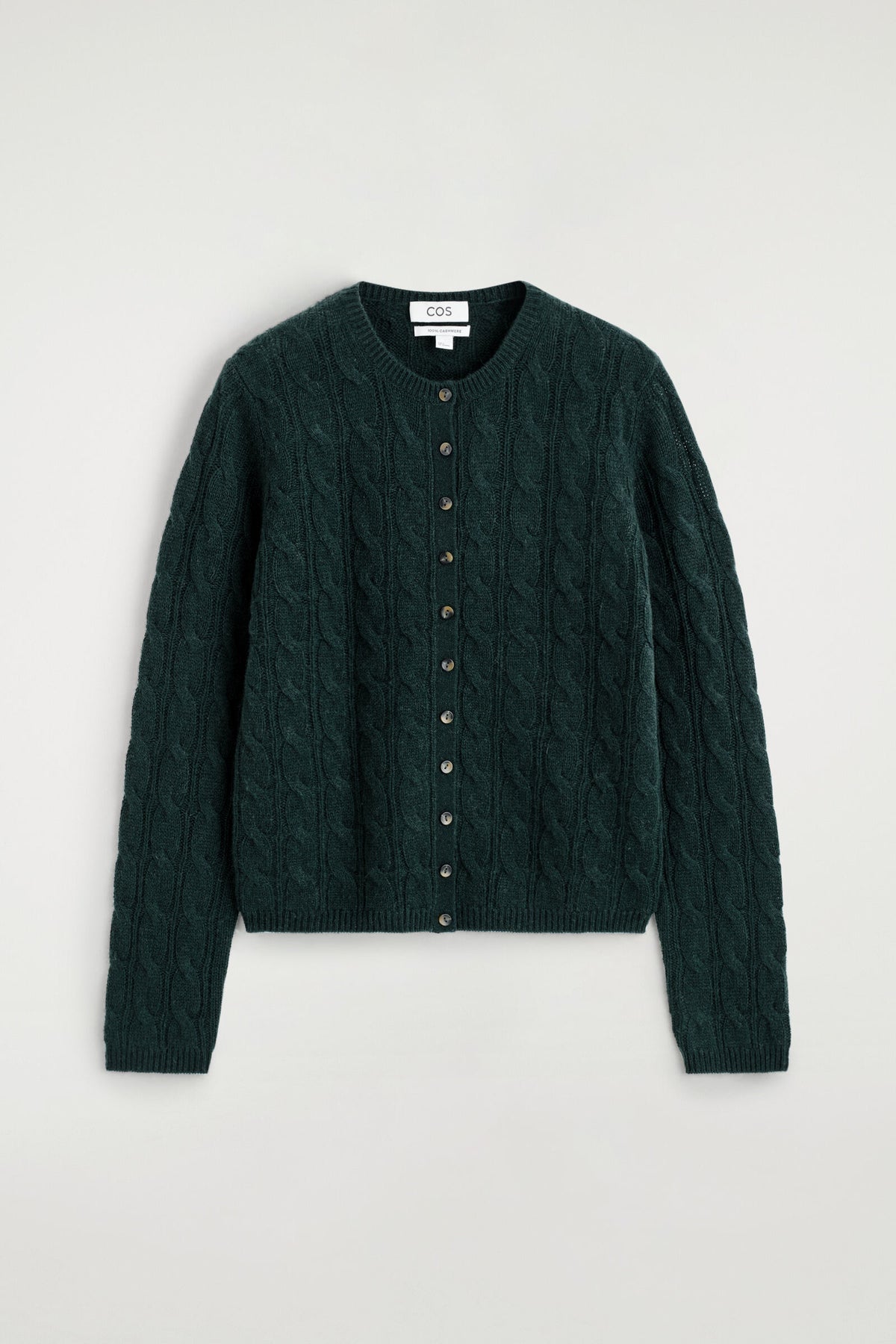 CÁRDIGAN DE CASHMERE DE PUNTO TRENZADO - VERDE OSCURO | DescriptiveStillLife