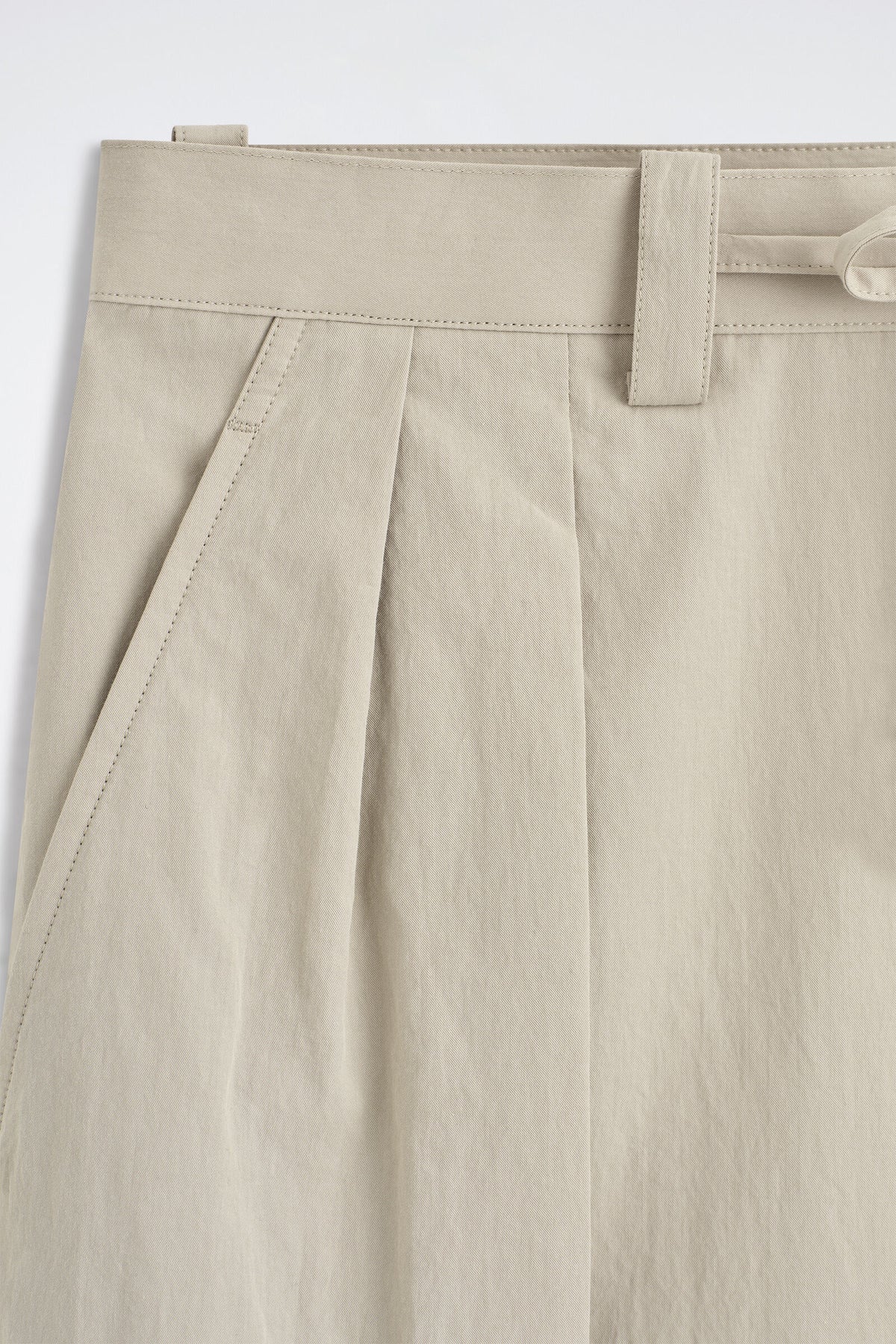 PANTALONES DE ALGODÓN RELAJADOS DE PIERNA ANCHA CON CORDÓN - BEIGE | DescriptiveDetail