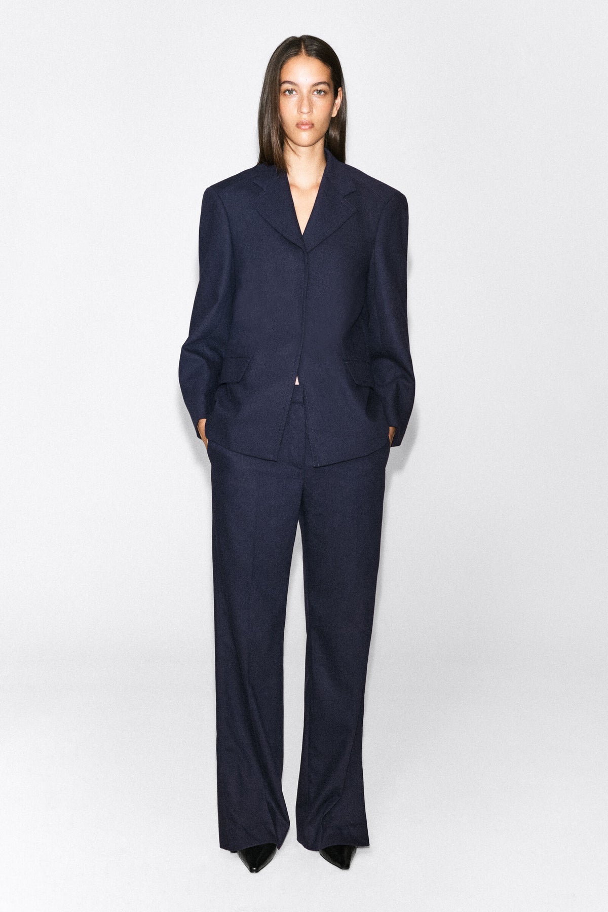 BLAZER ESTRUCTURADO DE MEZCLA DE LANA - NAVY