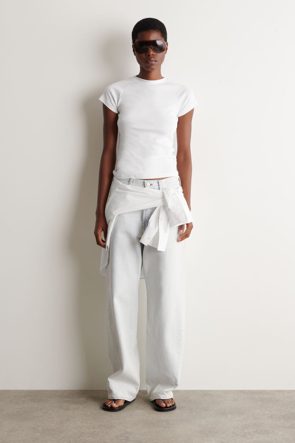CAMISETA RAGLÁN DE ALGODÓN AJUSTADA - BLANCO