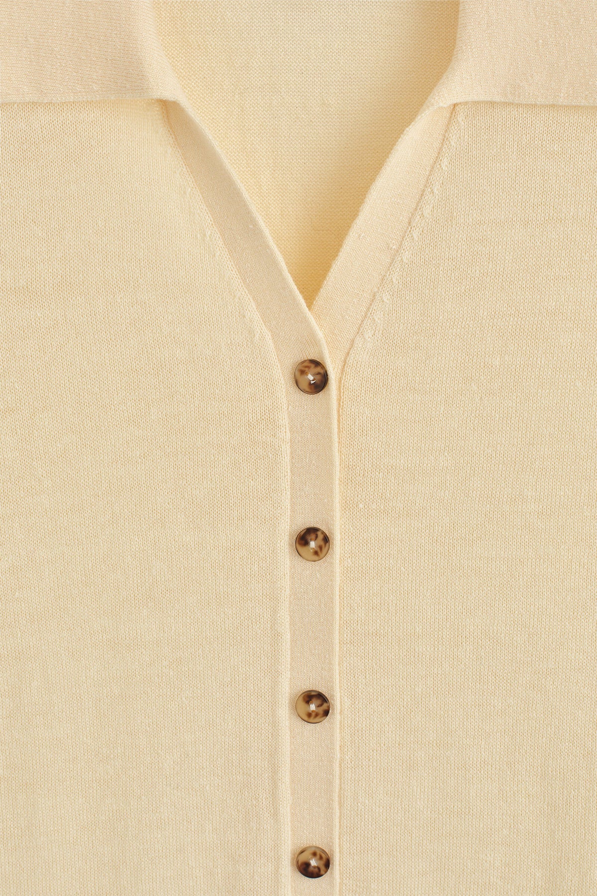 CAMISA DE LINO-MERINO DE MANGA CORTA TEJIDA - AMARILLO | DescriptiveDetail