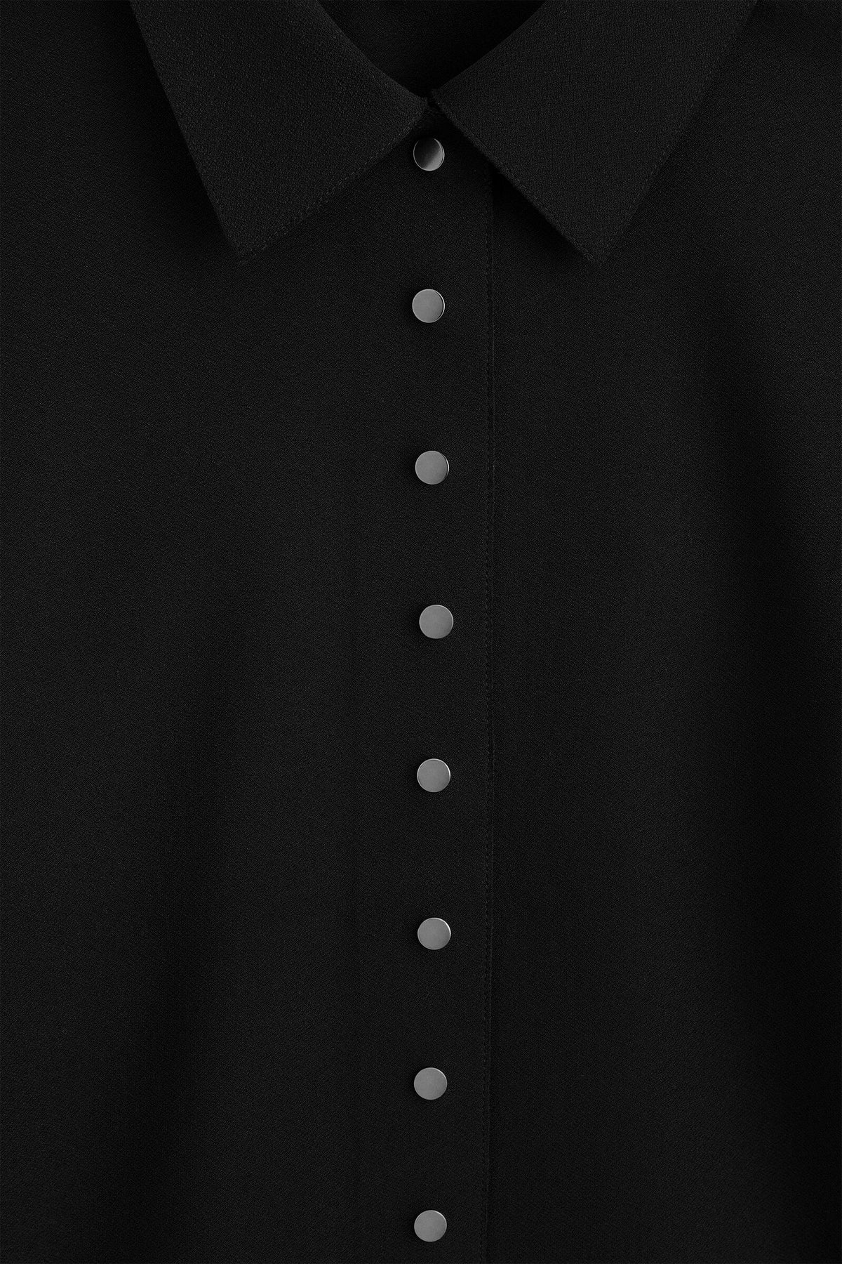 CAMISA DE CREPE-JERSEY CON CINTURA - NEGRO | DescriptiveDetail