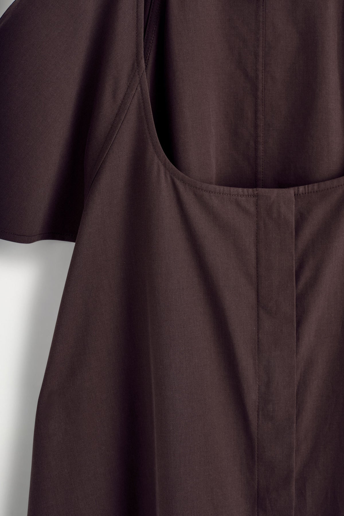 VESTIDO MINI DE ALGODÓN CON MANGAS ACAMPANADAS - MARRÓN OSCURO | DescriptiveDetail