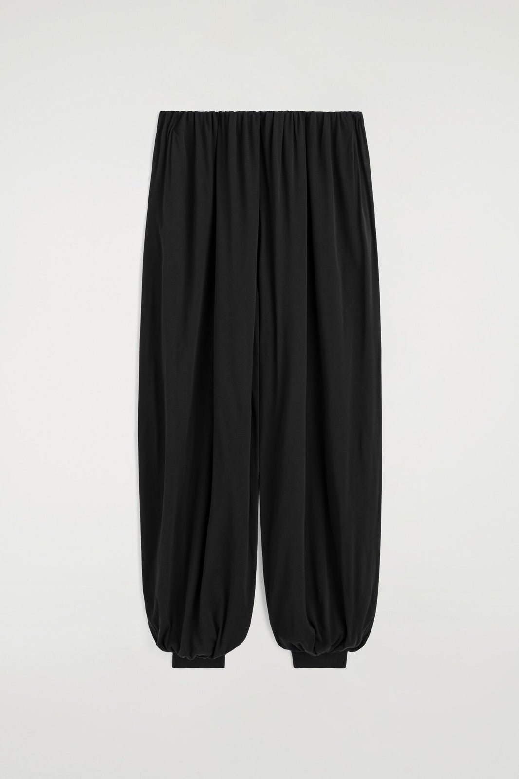 PANTALONES DE JERSEY CON VOLUMEN RECOGIDO - NEGRO | DescriptiveStillLife