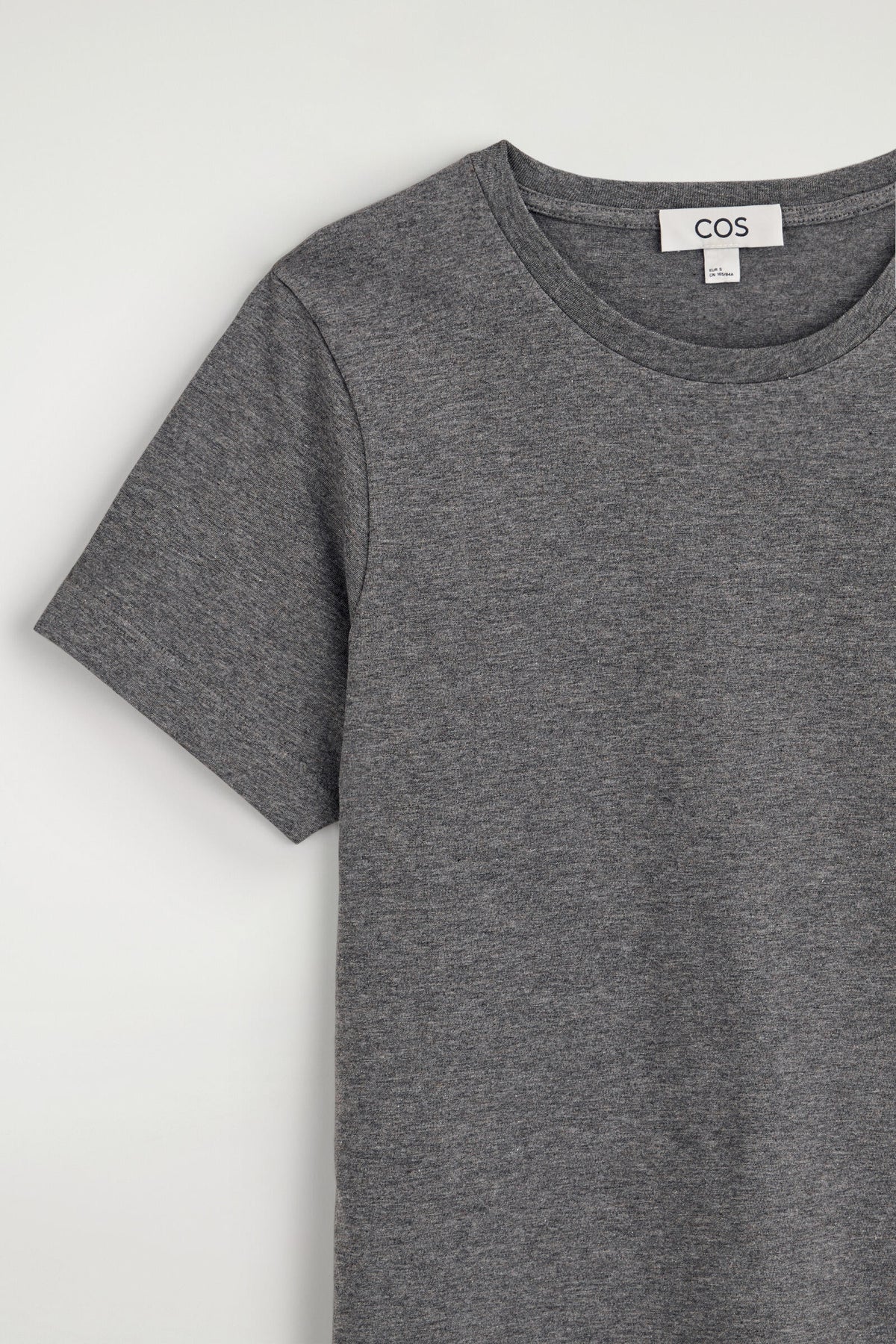 CAMISETA DE ALGODÓN CON CUELLO REDONDO - GRIS JASPEADO | DescriptiveDetail