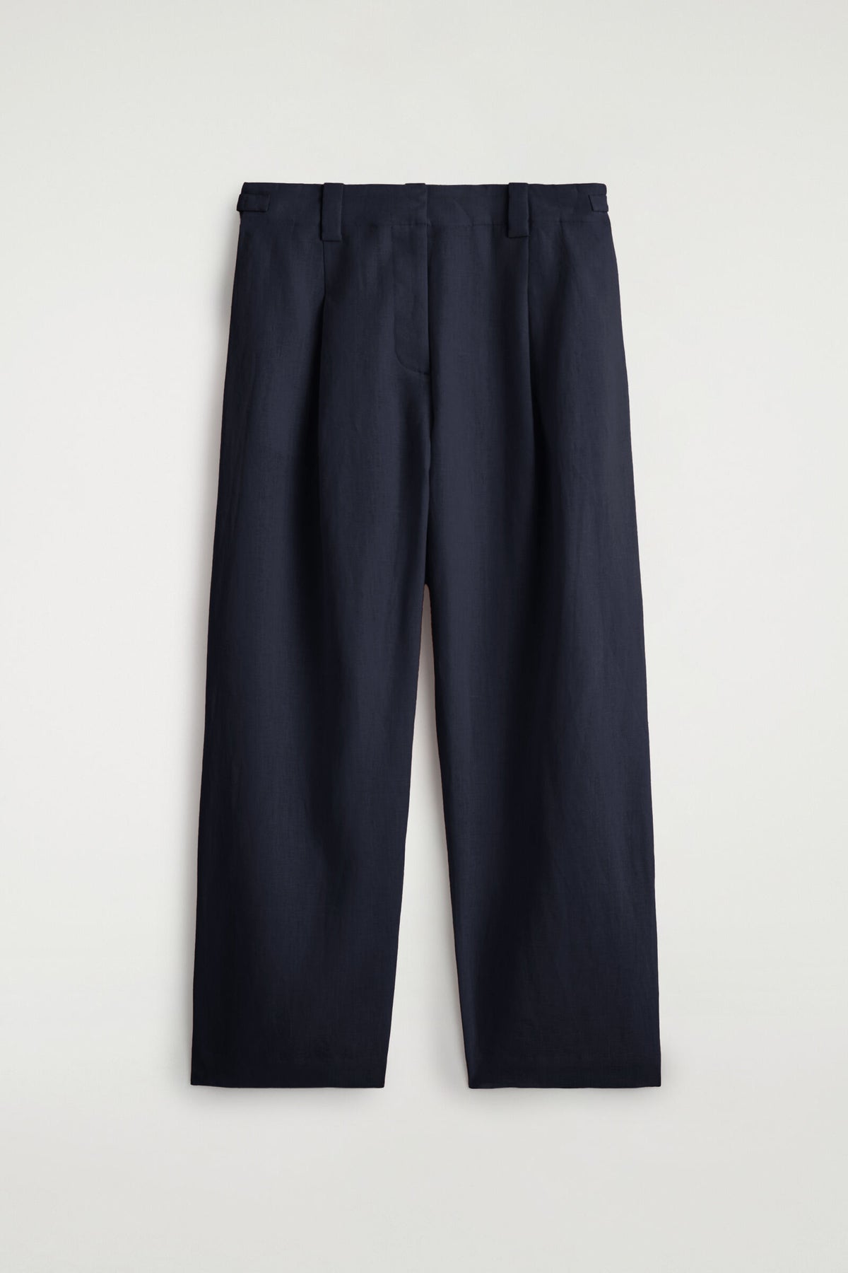 PANTALONES DE LINO CONDETALLE DE HEBILLA - AZUL MARINO | DescriptiveStillLife