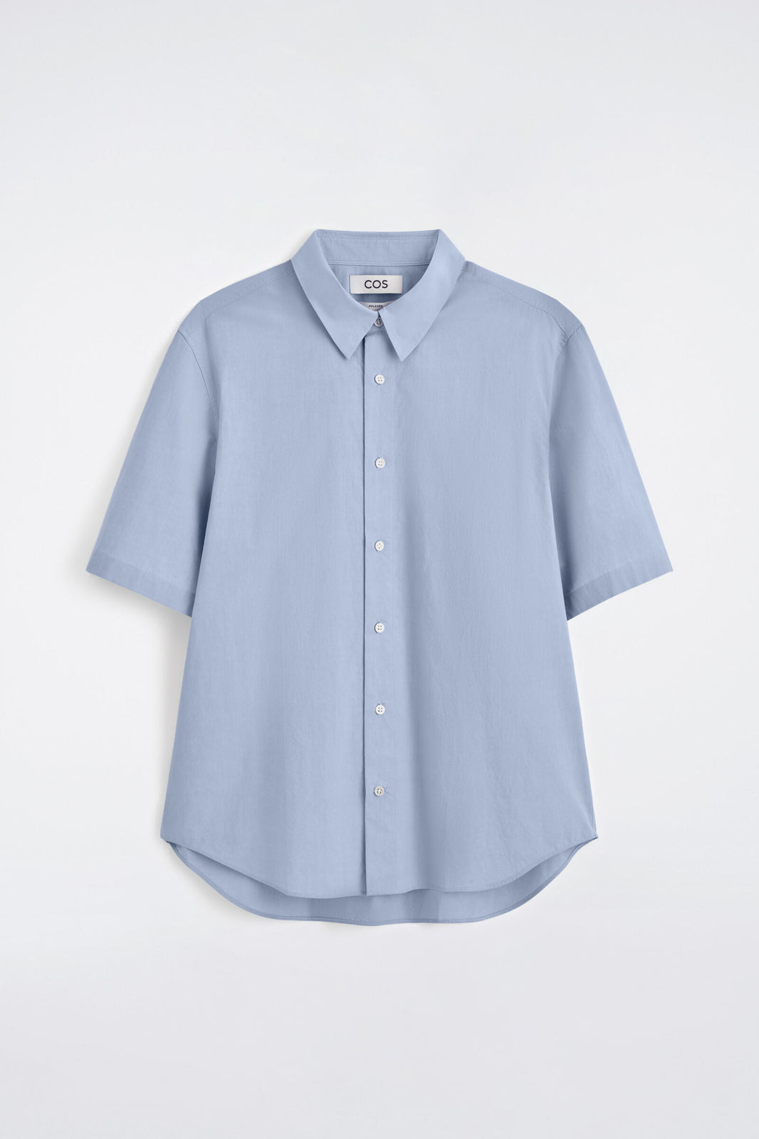 CAMISA DE ALGODÓN RELAJADO DE MANGA CORTA - AZUL CLARO | DescriptiveStillLife