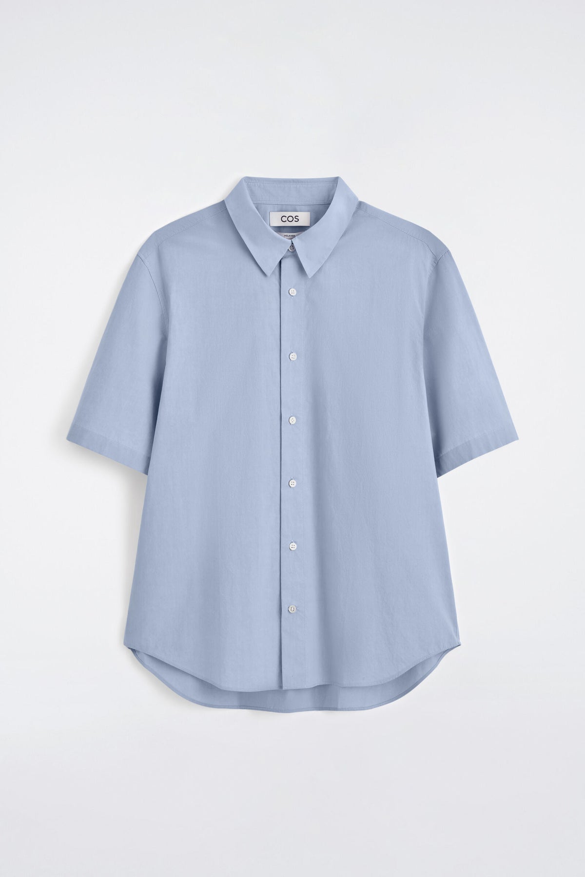 CAMISA DE ALGODÓN RELAJADO DE MANGA CORTA - AZUL CLARO | DescriptiveStillLife