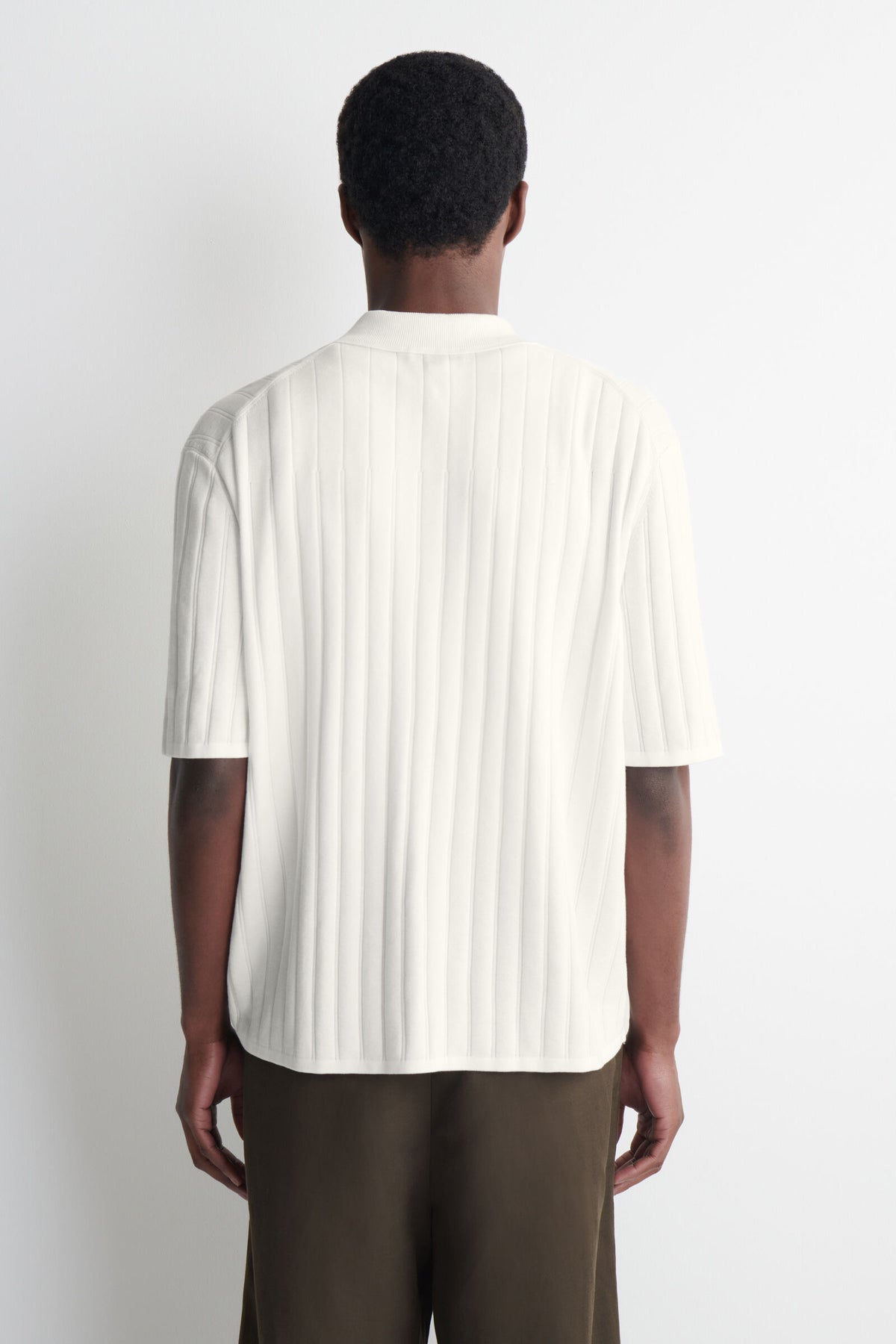 CAMISA DE ALGODÓN TEJIDO ACANALADO - BLANCO