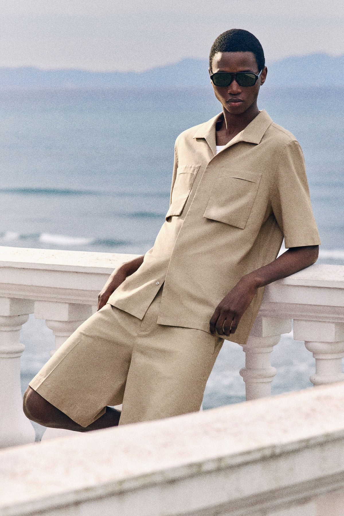 CAMISA UTILITARIA DE ALGODÓN TEXTURIZADO - BEIGE
