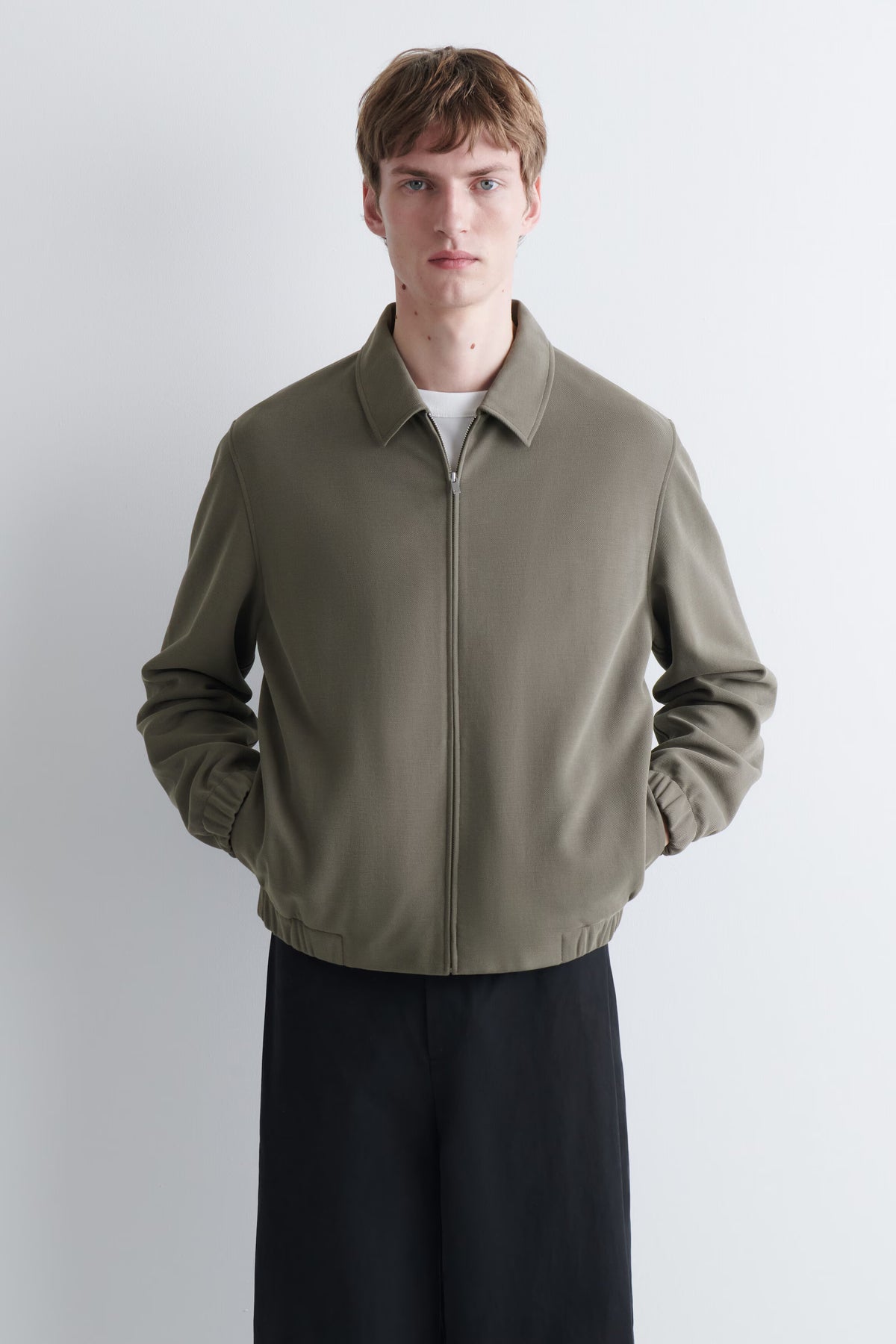 CHAQUETA HARRINGTON DE TELA DE ALGODÓN - VERDE GRIS