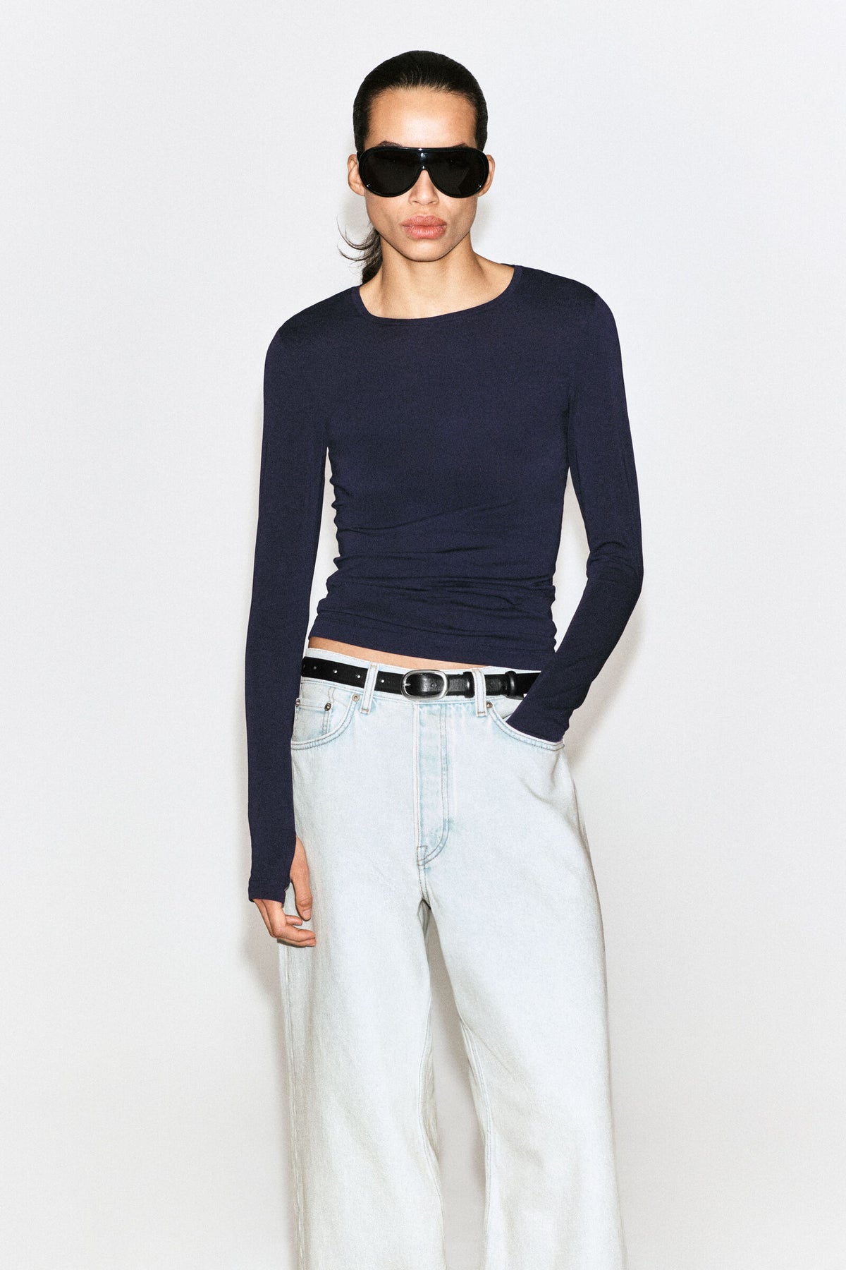 TOP DE LANA MERINO SLIM - AZUL MARINO