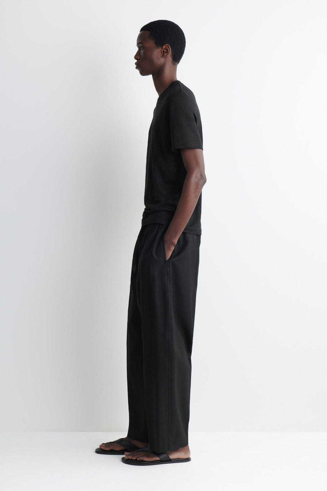 CAMISETA DE JERSEY DE LINO - NEGRO
