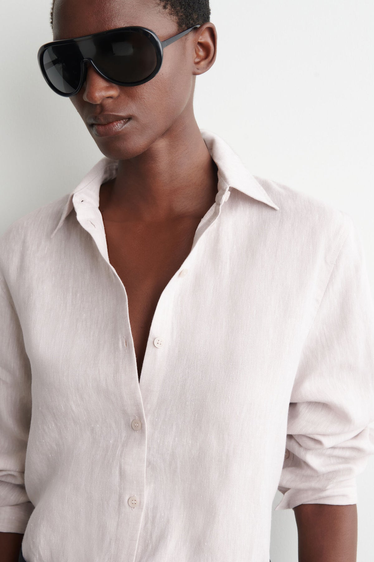 CAMISA DE LINO CON CUELLO ABOTONADO - ROSA CLARO - StillMedia/Lookbook