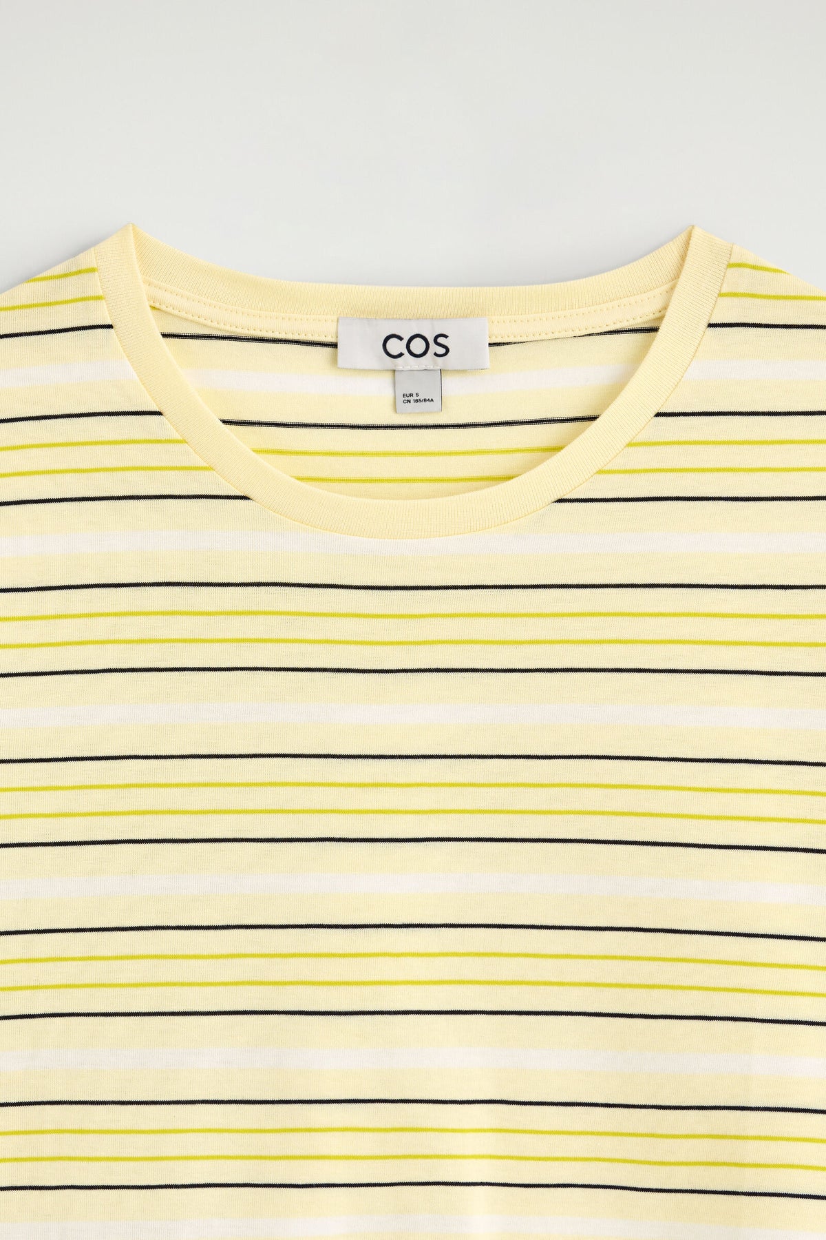 CAMISETA DE ALGODÓN CON CUELLO REDONDO - AMARILLO / BLANCO / RAYAS | DescriptiveDetail