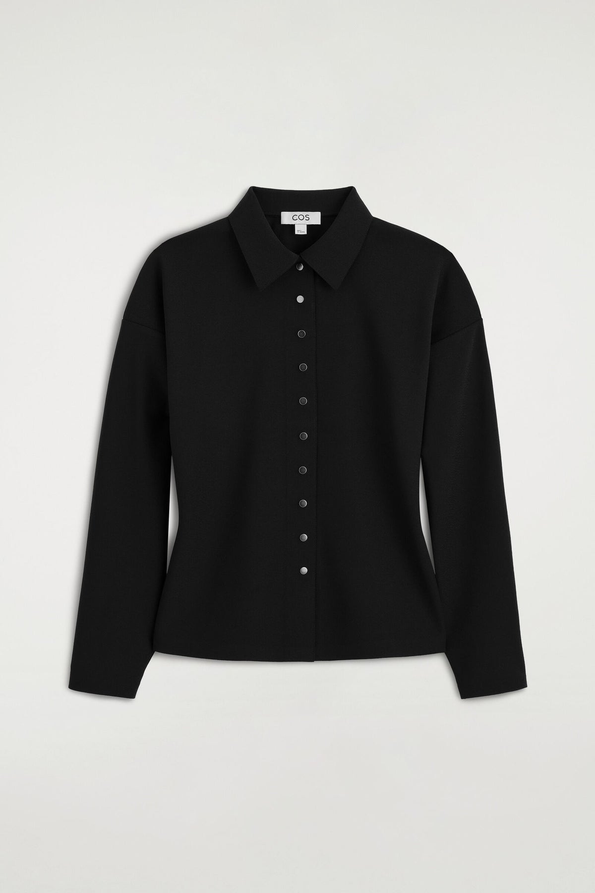 CAMISA DE CREPE-JERSEY CON CINTURA - NEGRO | DescriptiveStillLife