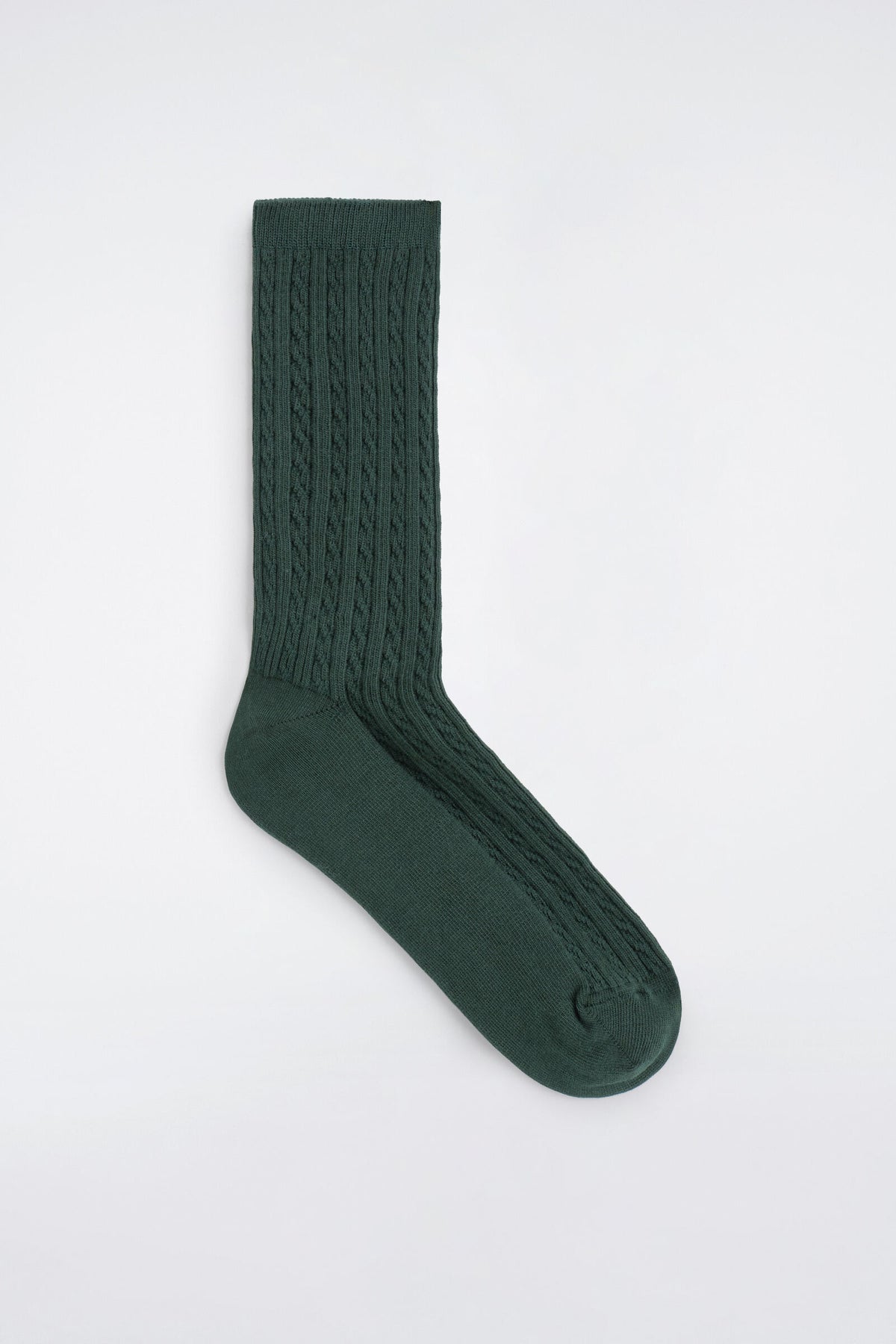 CALCETINES DE PUNTO TRENZADO - VERDE OSCURO