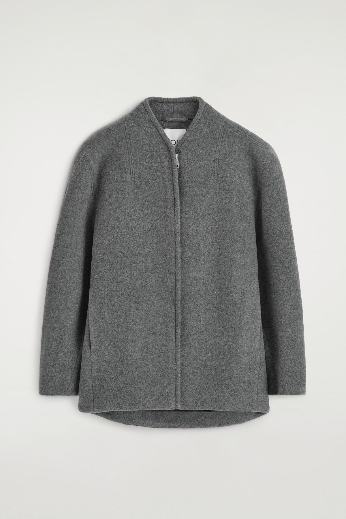 CHAQUETA ESCULTÓRICA DE MEZCLA DE LANA CON CIERRE DE CREMALLERA - GRIS | DescriptiveStillLife