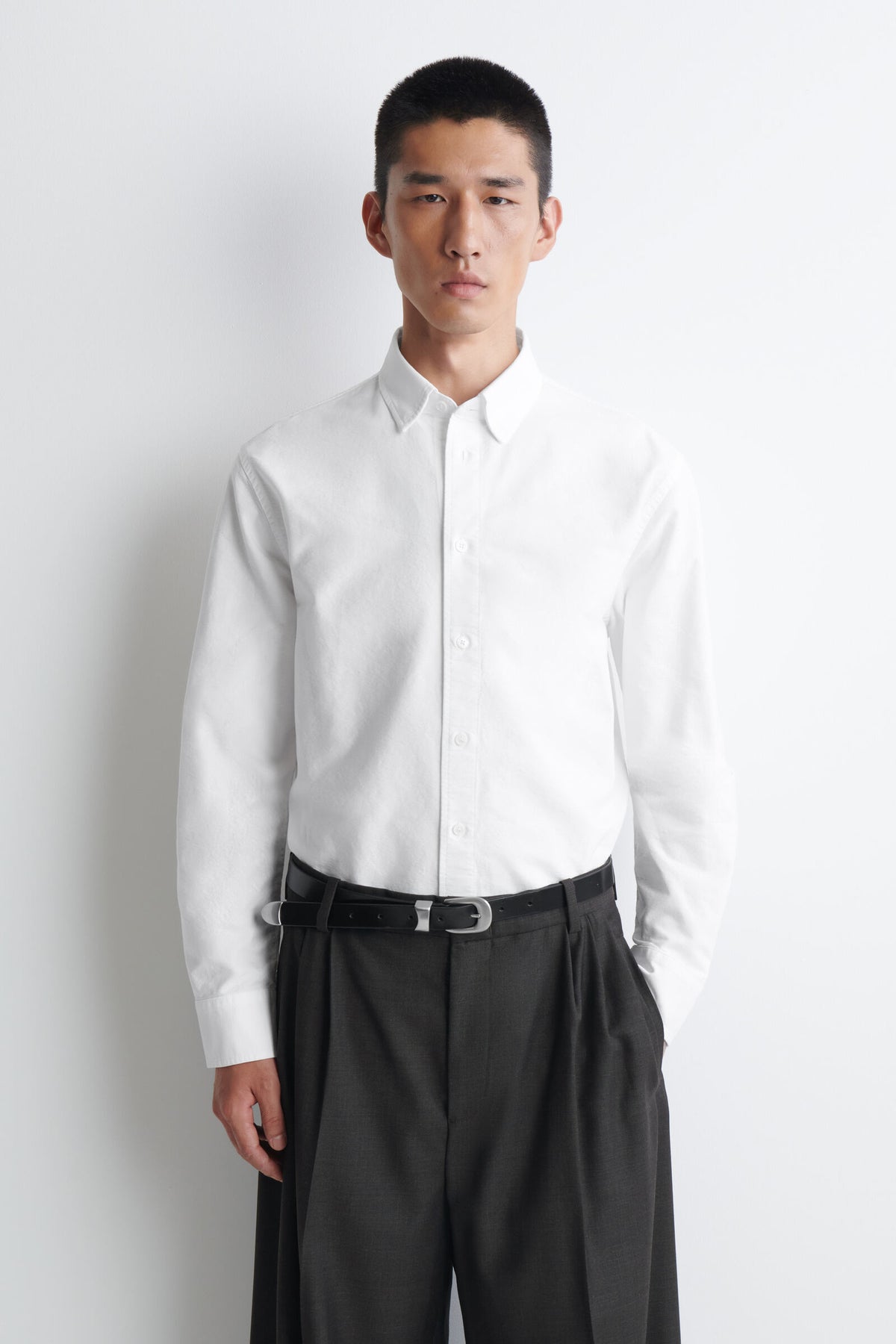 CAMISA DE ALGODÓN OXFORD - BLANCO