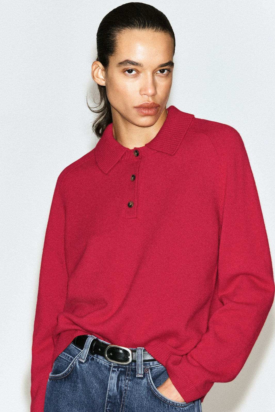 CAMISA DE POLO DE LANA MERINO - ROJO