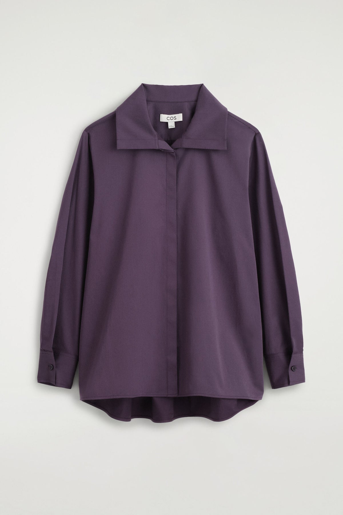 CAMISA DE ALGODÓN CON CUELLO DOBLADO Y OVERSIZED - PÚRPURA OSCURO | DescriptiveStillLife