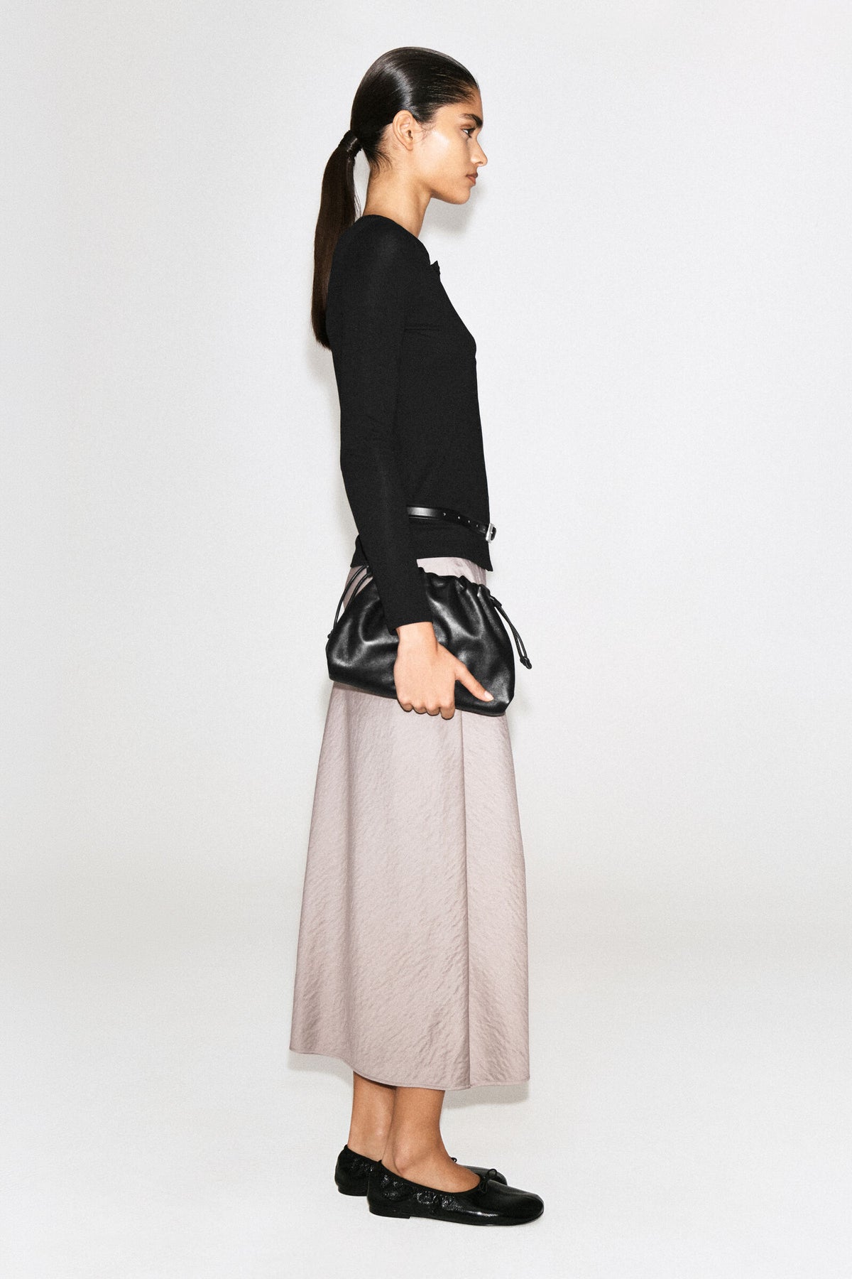 JERSEY CÁRDIGAN TOP - NEGRO
