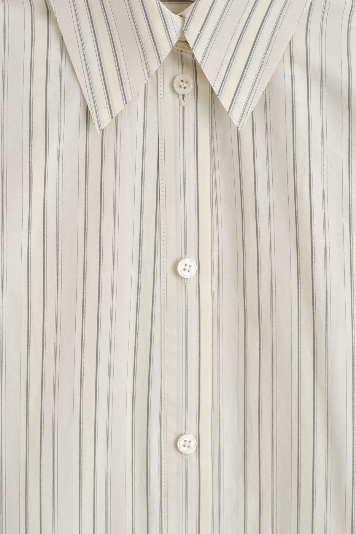 CAMISA DE ALGODÓN CON PANELES UNIDOS - MARFIL / GRIS / RAYADO | DescriptiveDetail