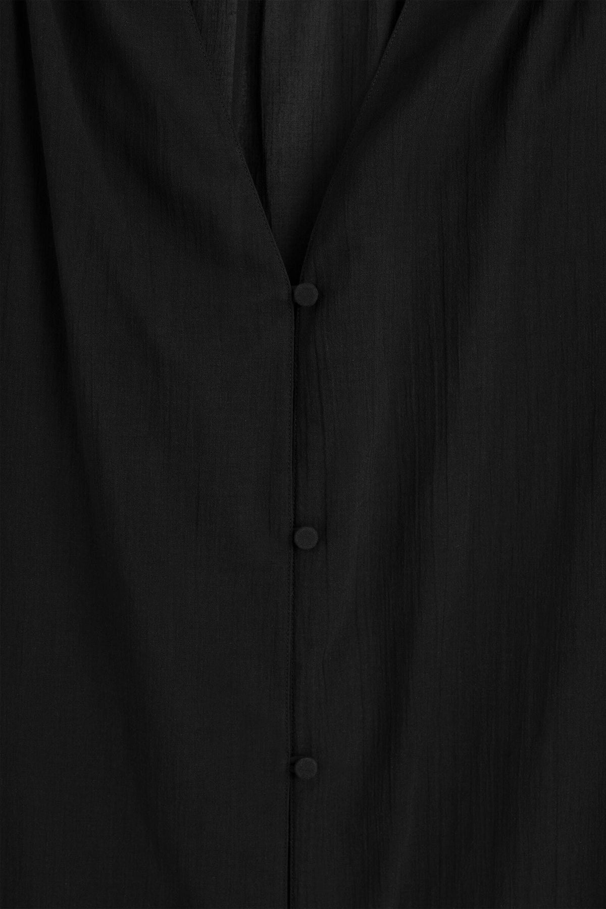 VESTIDO MIDI DE ALGODÓN LIGERO FRUNCIDO - NEGRO | DescriptiveDetail