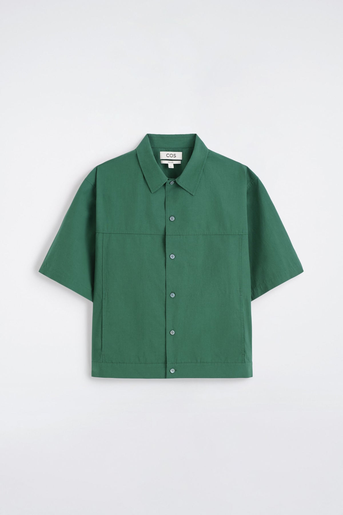 CAMISA UTILITY DE ALGODÓN-POPLIN DE CORTE CUADRADO - VERDE