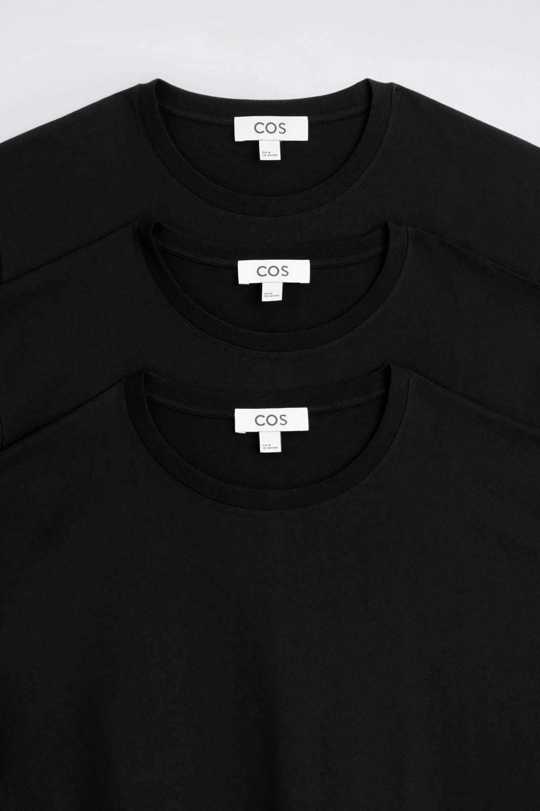3-PACK DE CAMISETAS DE ALGODÓN CON CUELLO REDONDO - NEGRO | DescriptiveStillLife